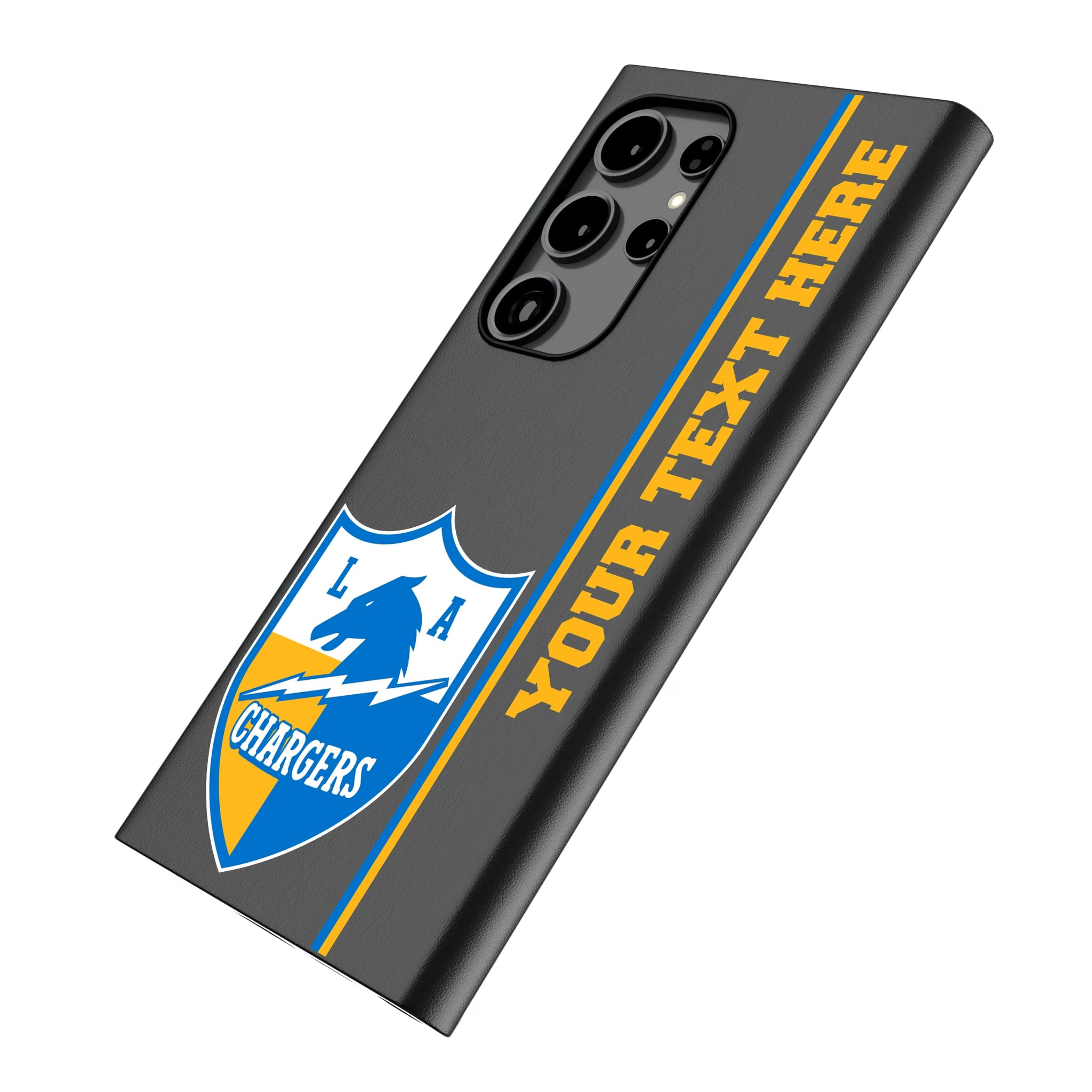 Los Angeles Chargers Historic Collection Personalized Sidebard Galaxy MagSafe Compatible Phone Case for Samsung Galaxy - Isometric View
