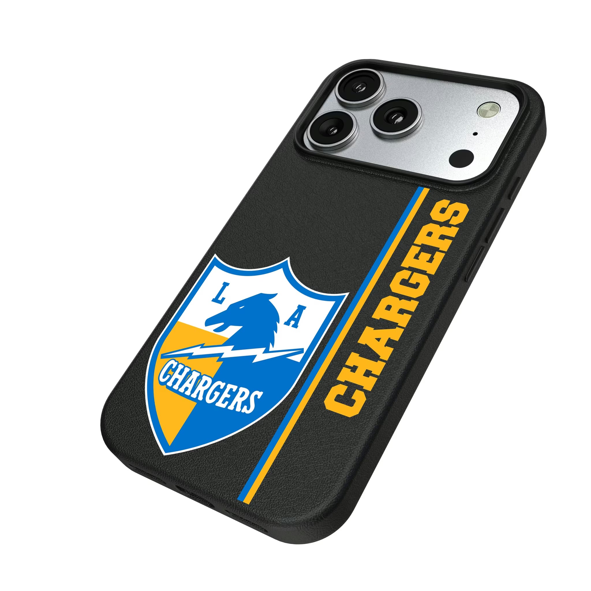 Los Angeles Chargers Historic Collection Sidebar iPhone MagSafe Compatible Phone Case for Apple iPhone - Isometric View#Device_iPhone 17 Pro