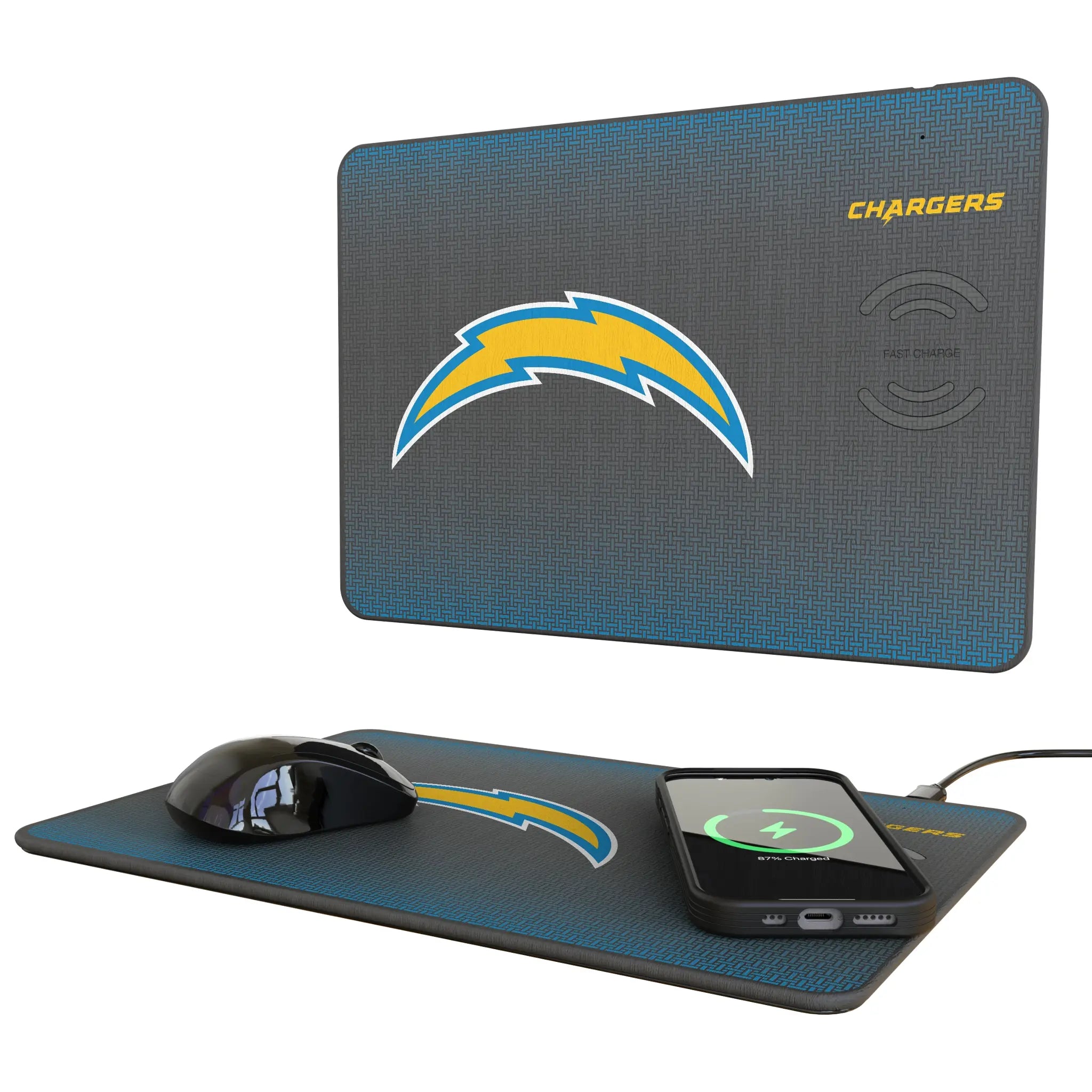 Los Angeles Chargers Linen 15-Watt Wireless Charger and Mouse Pad