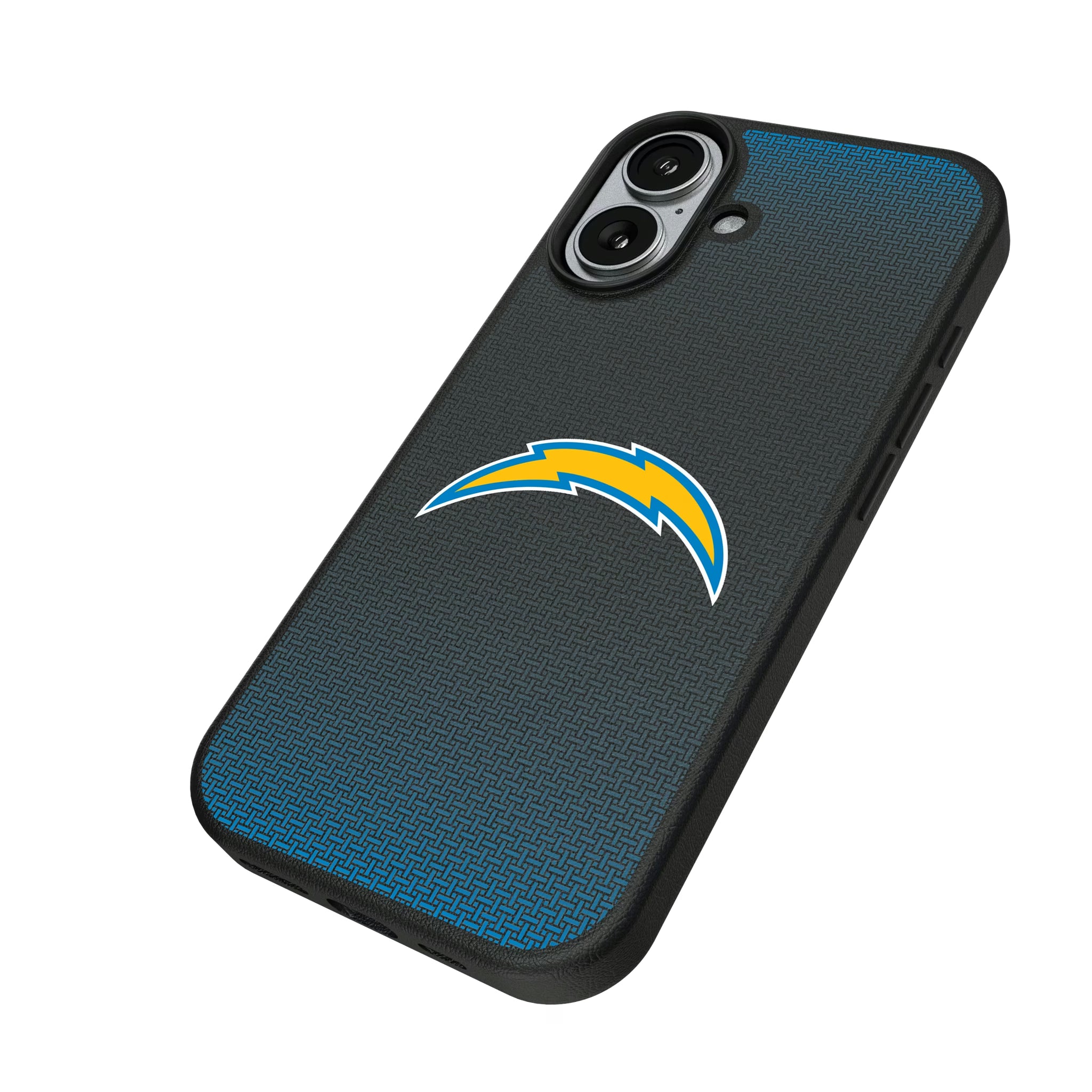 Los Angeles Chargers Linen iPhone MagSafe Compatible Phone Case for Apple iPhone - Isometric View#Device_iPhone 17