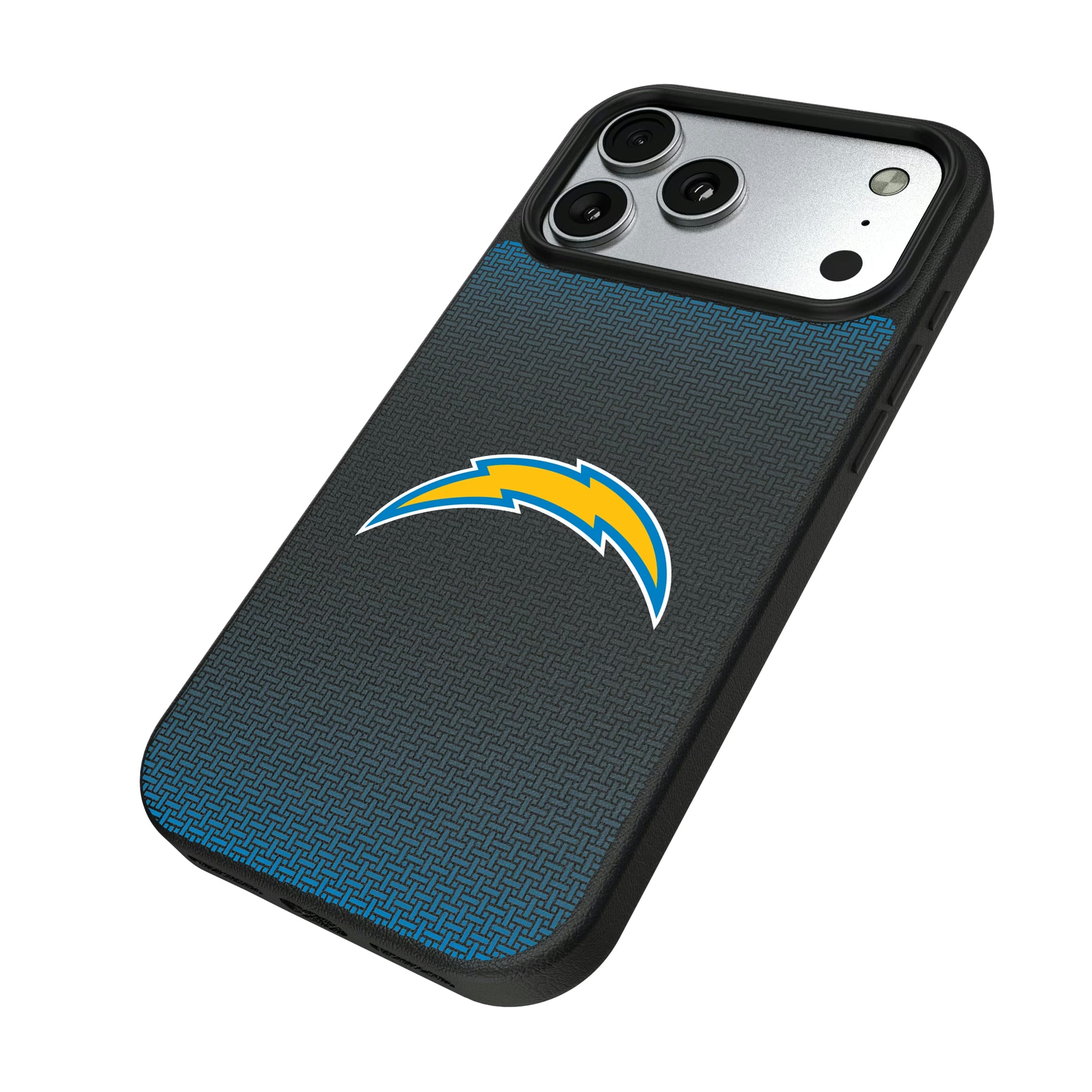 Los Angeles Chargers Linen iPhone MagSafe Compatible Phone Case for Apple iPhone - Isometric View#Device_iPhone 17 Pro Max