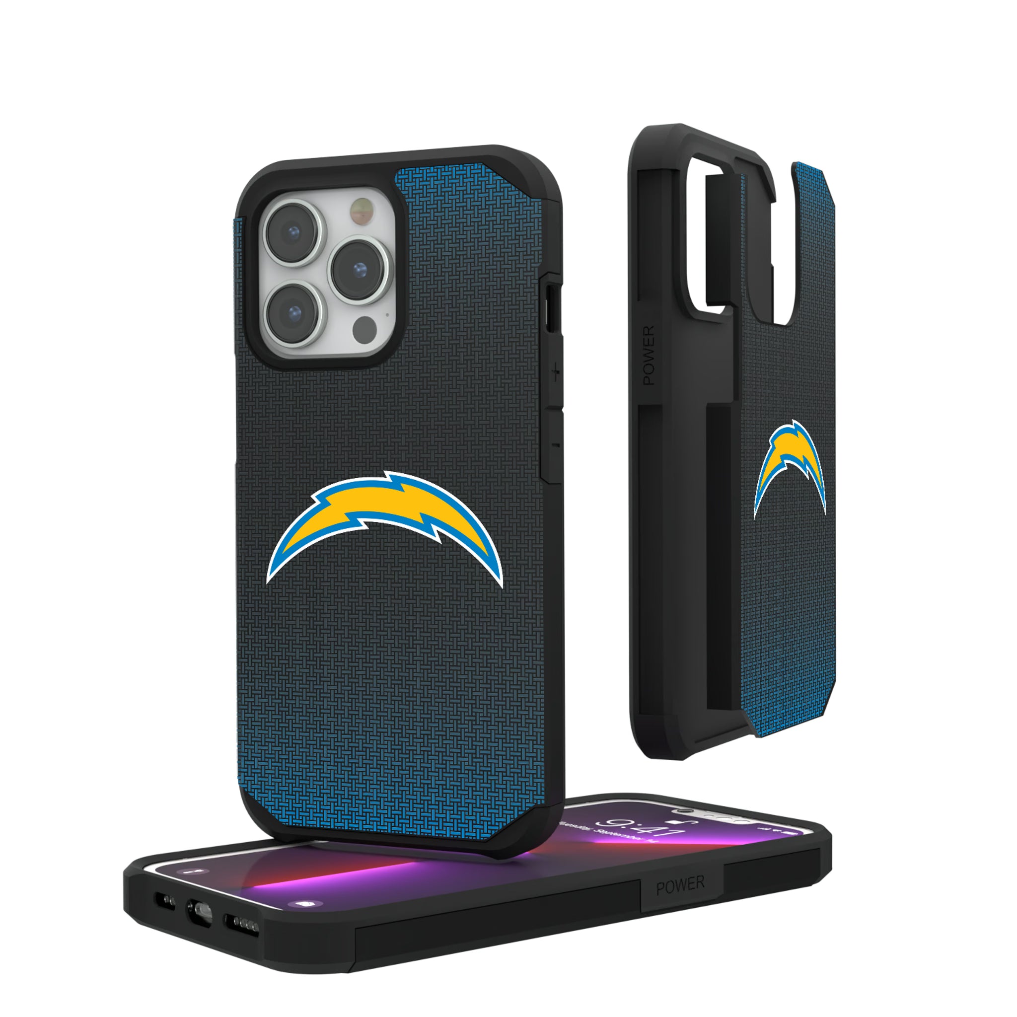 Los Angeles Chargers Linen iPhone Rugged Phone Case for Apple iPhone#Device_iPhone 13 Pro