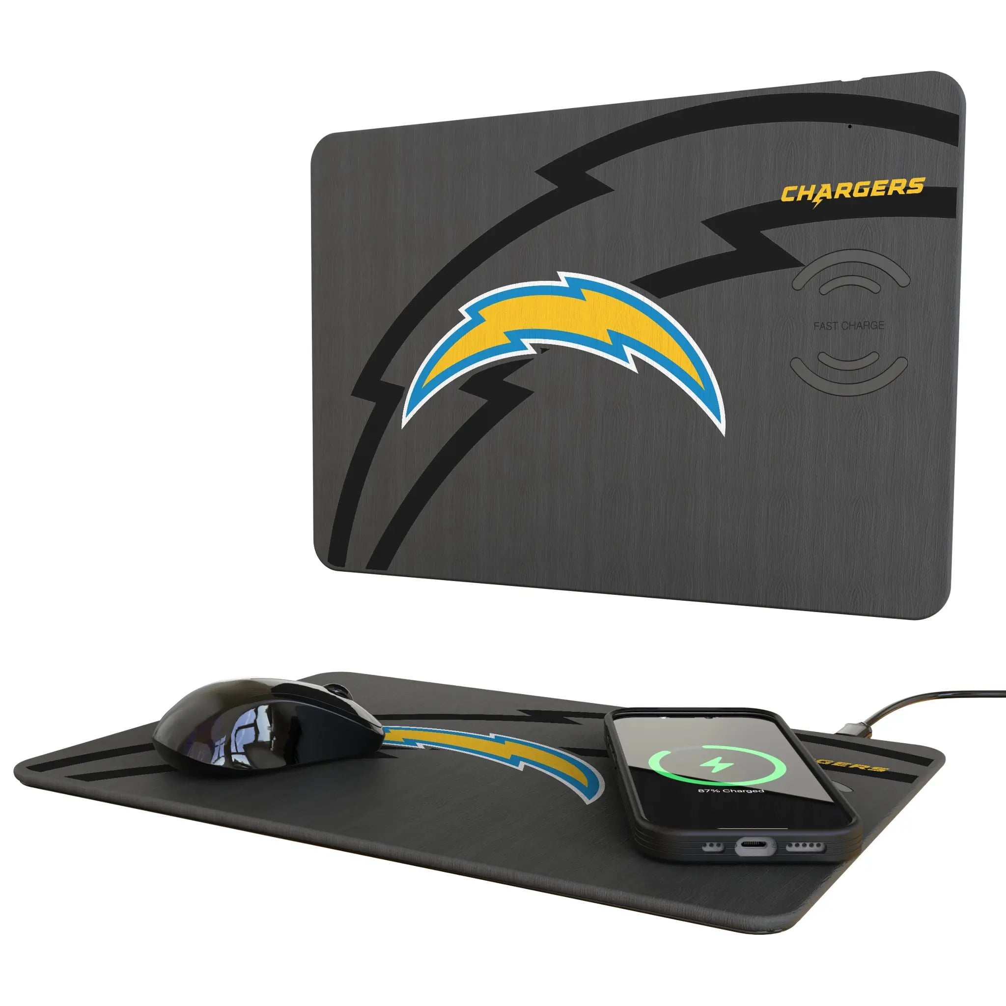 Los Angeles Chargers Monocolor Tilt 15-Watt Wireless Charger and Mouse Pad