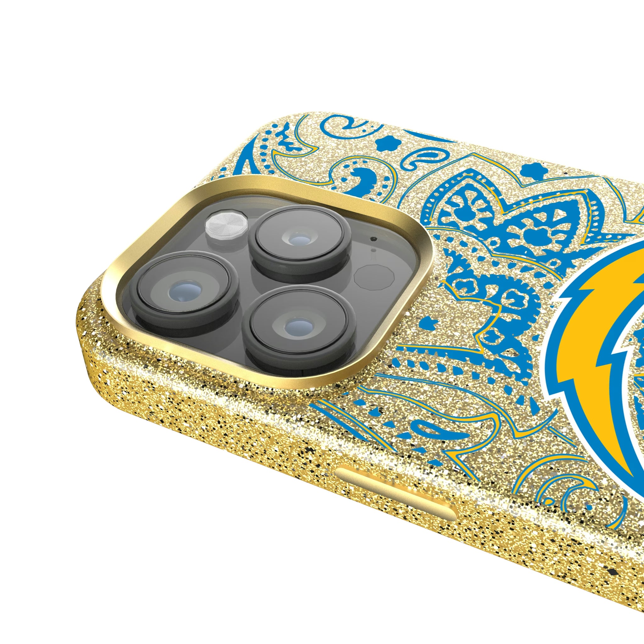 Los Angeles Chargers Paisley iPhone Bling Phone Case for Apple iPhone - Detail