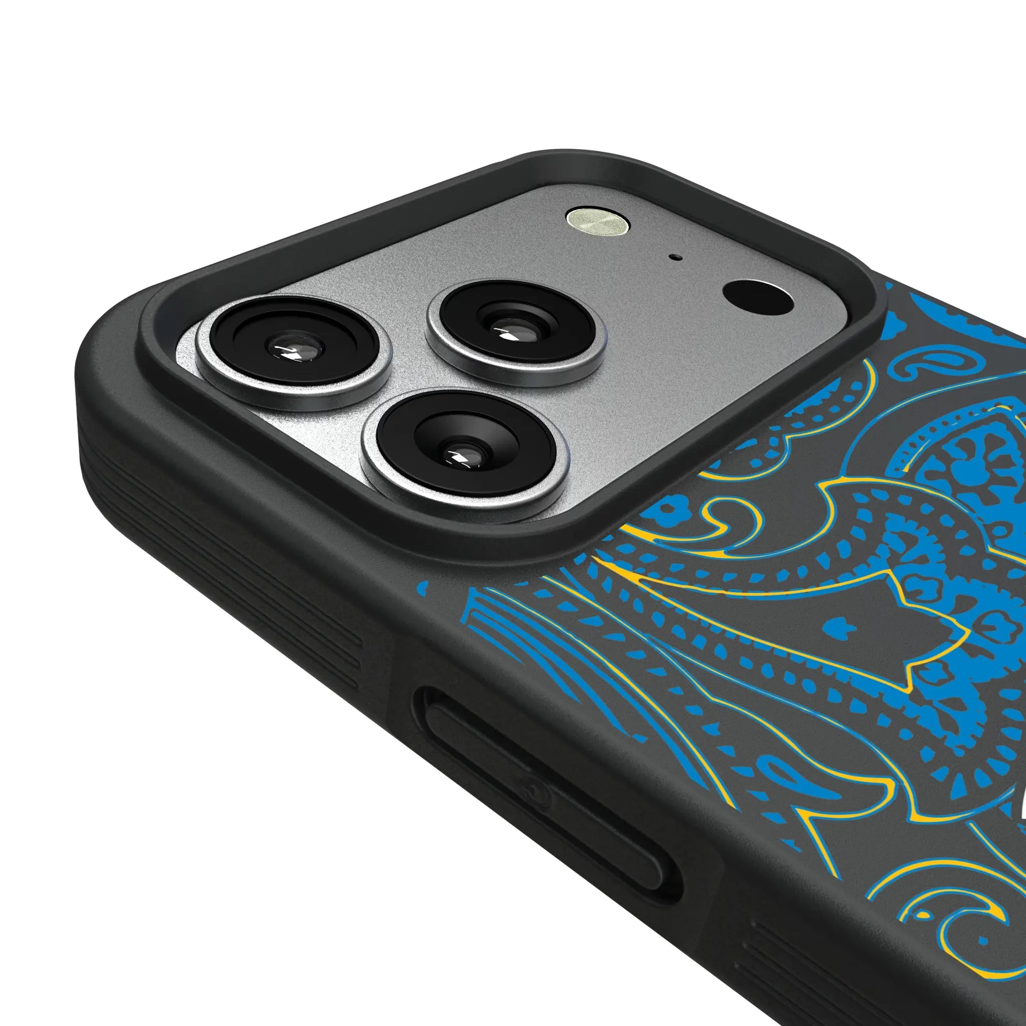 Los Angeles Chargers Paisley iPhone Bump Phone Case for Apple iPhone - Detail#Device_iPhone 17 Pro