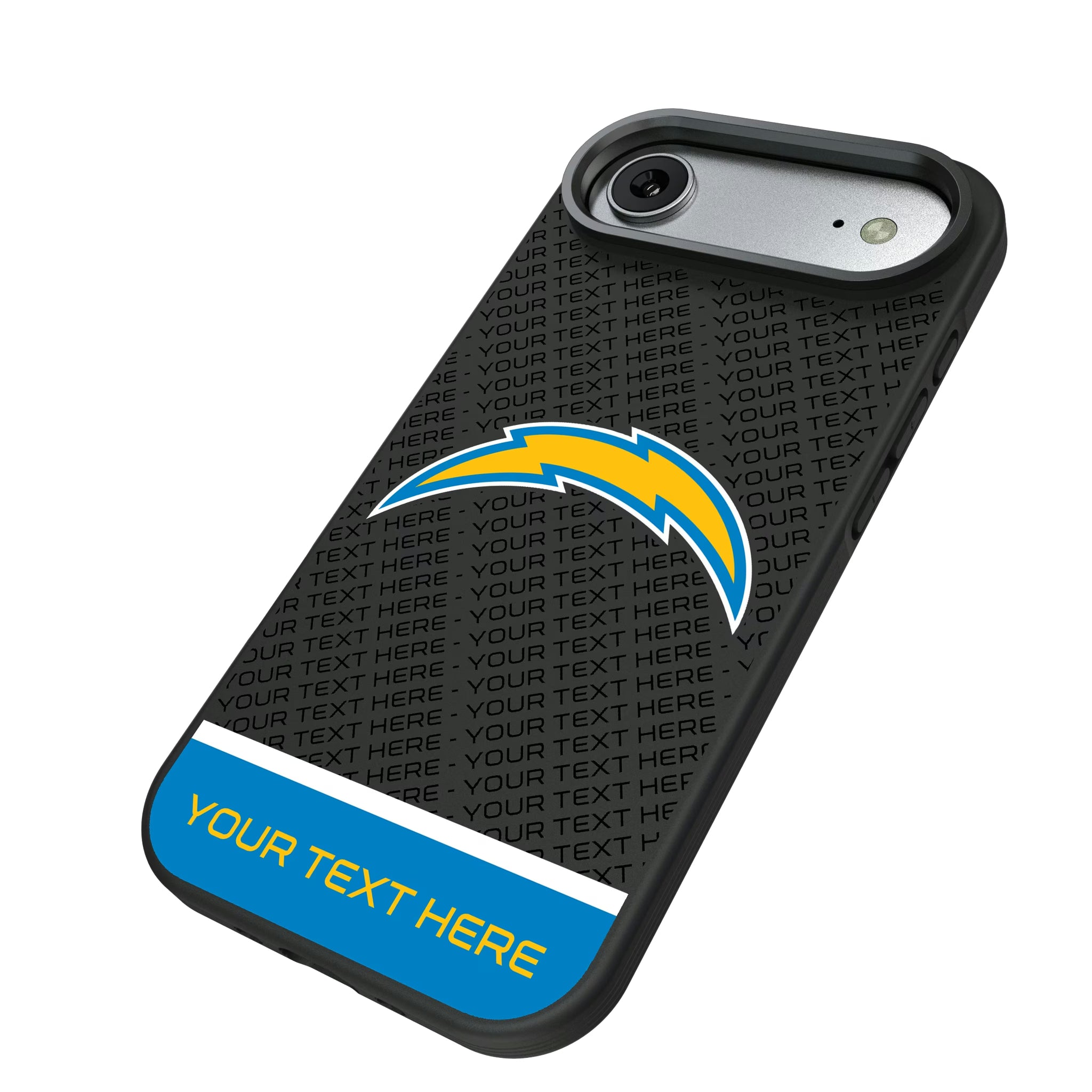 Los Angeles Chargers Personalized EndZone Plus iPhone Bump Phone Case for Apple iPhone - Isometric View#Device_iPhone Air