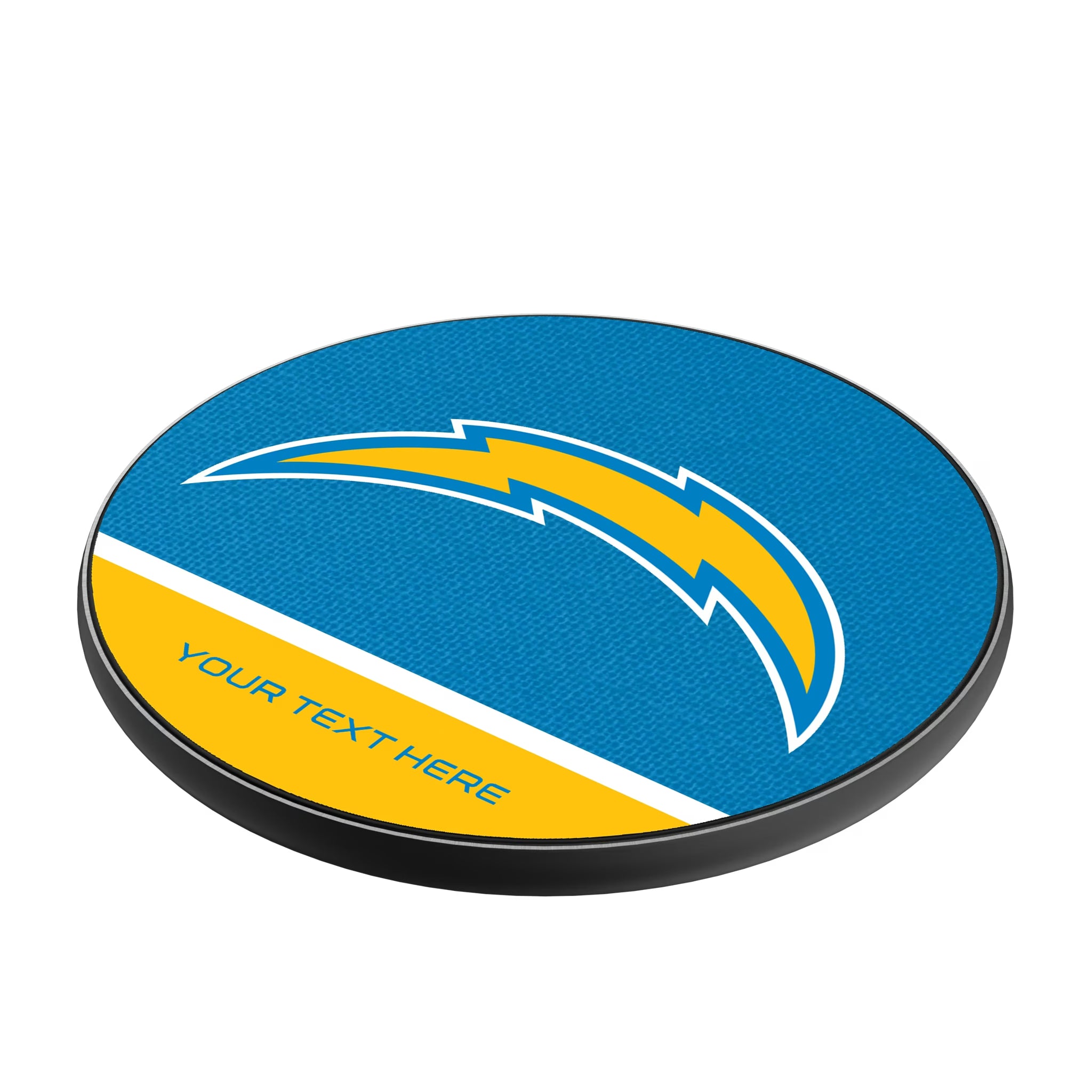 Los Angeles Chargers Personalized Endzone Solid 15-Watt Wireless Charger - Isometric View
