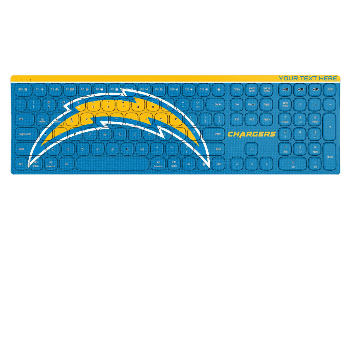 Los Angeles Chargers Personalized Endzone Solid KKB605 Curved Wireless Keyboard