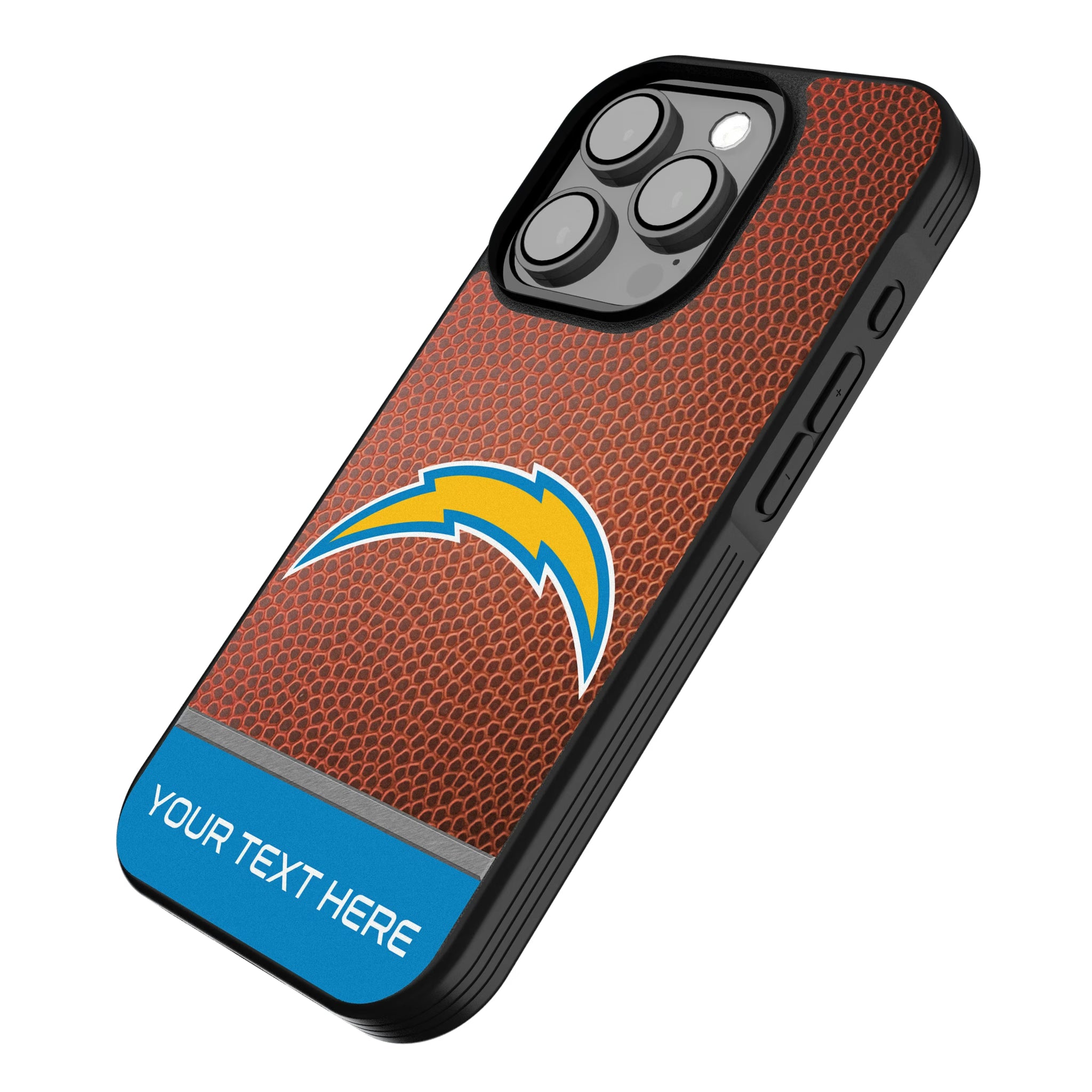 Los Angeles Chargers Personalized Football iPhone Bump Phone Case for Apple iPhone - Isometric View