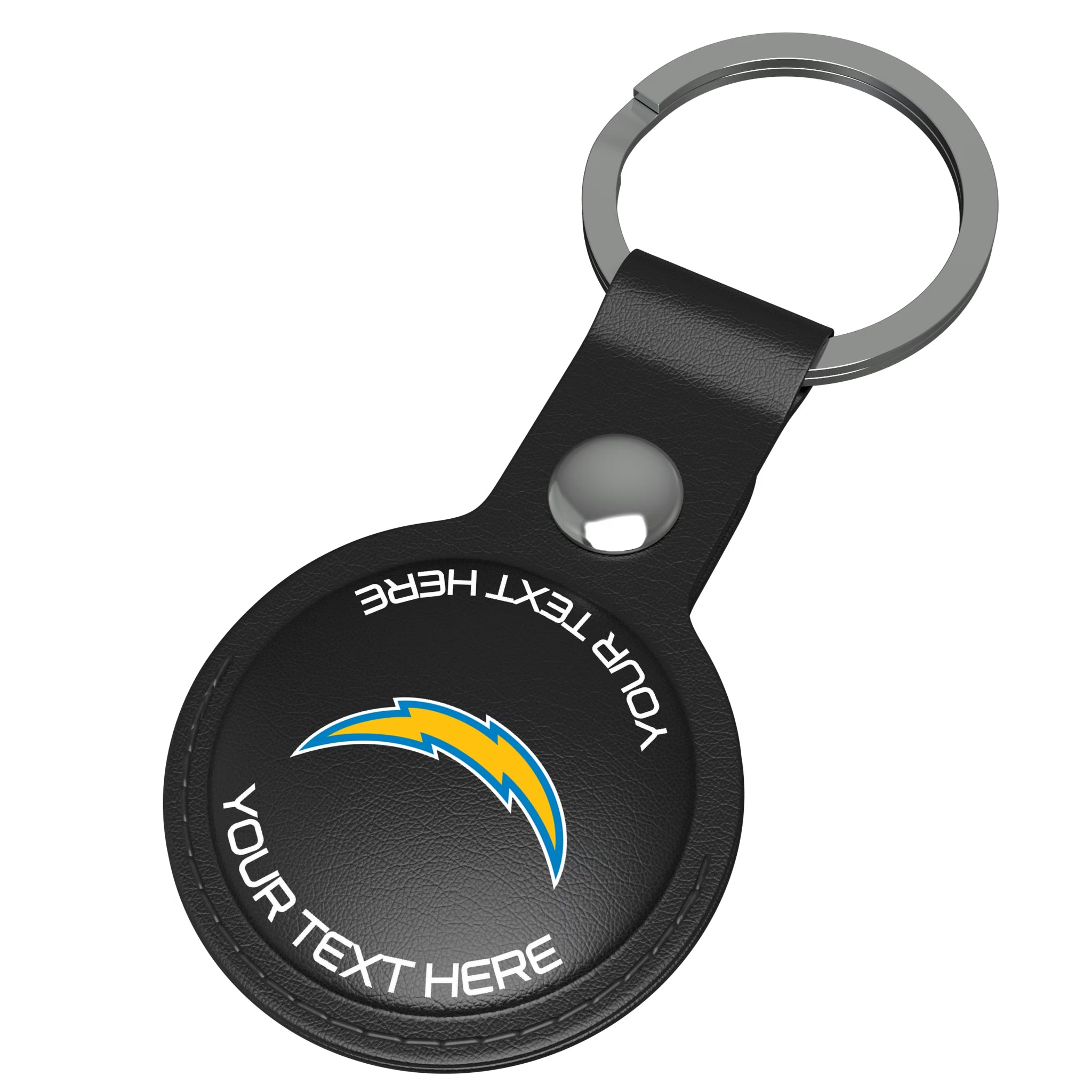 Los Angeles Chargers Personalized Insignia AirTag Black Airtag Holder - Isometric View