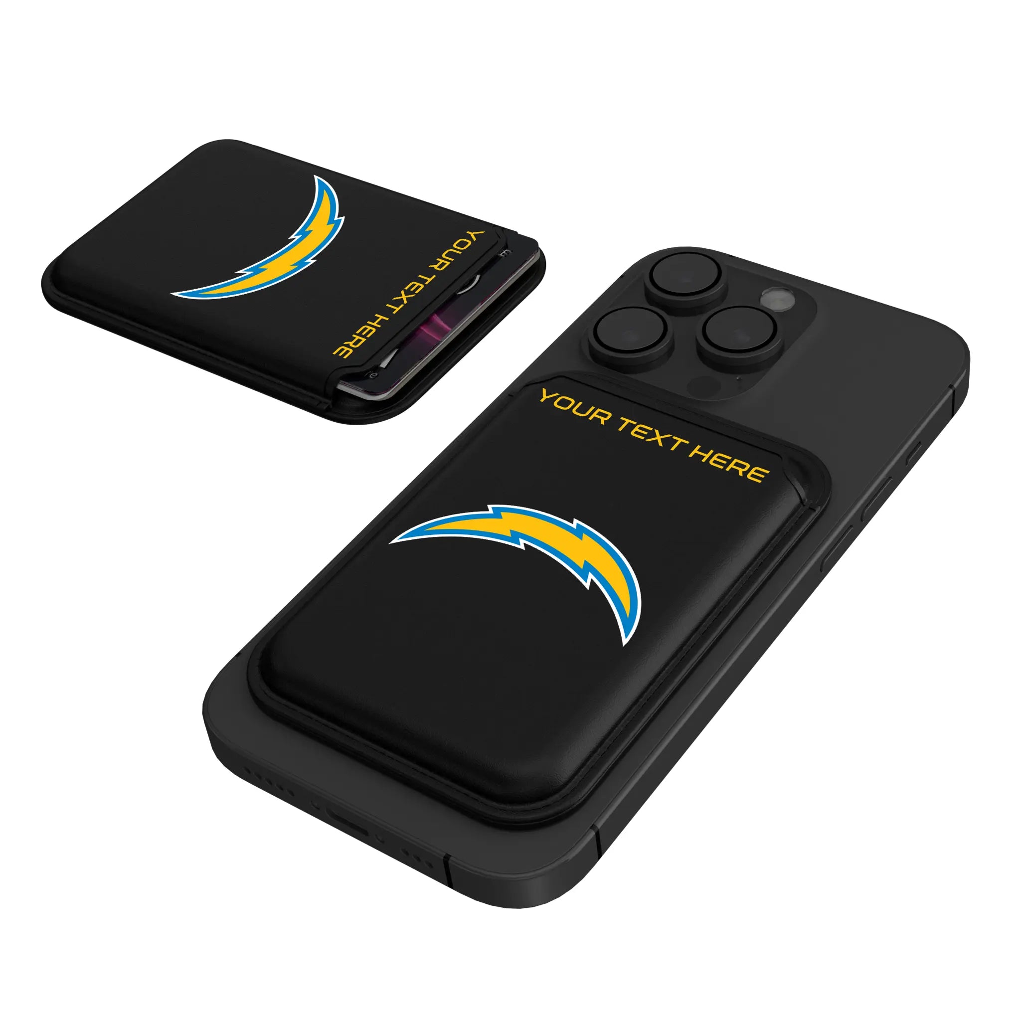 Los Angeles Chargers Personalized Insignia Black Magnetic Credit Card Wallet