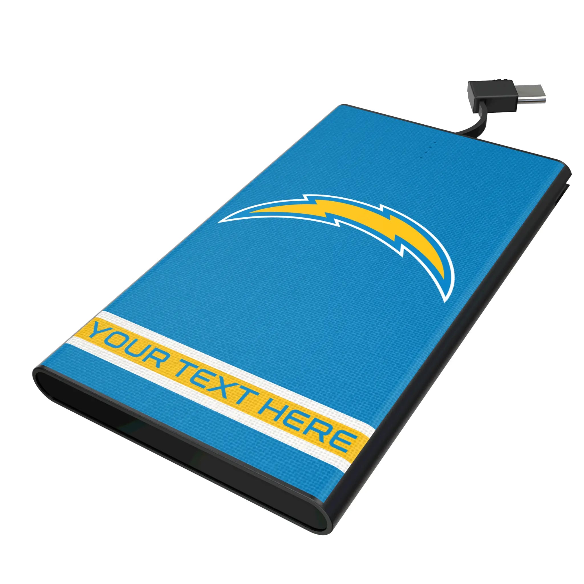 Los Angeles Chargers Personalized Stripe 5000mAh Flat Power Bank