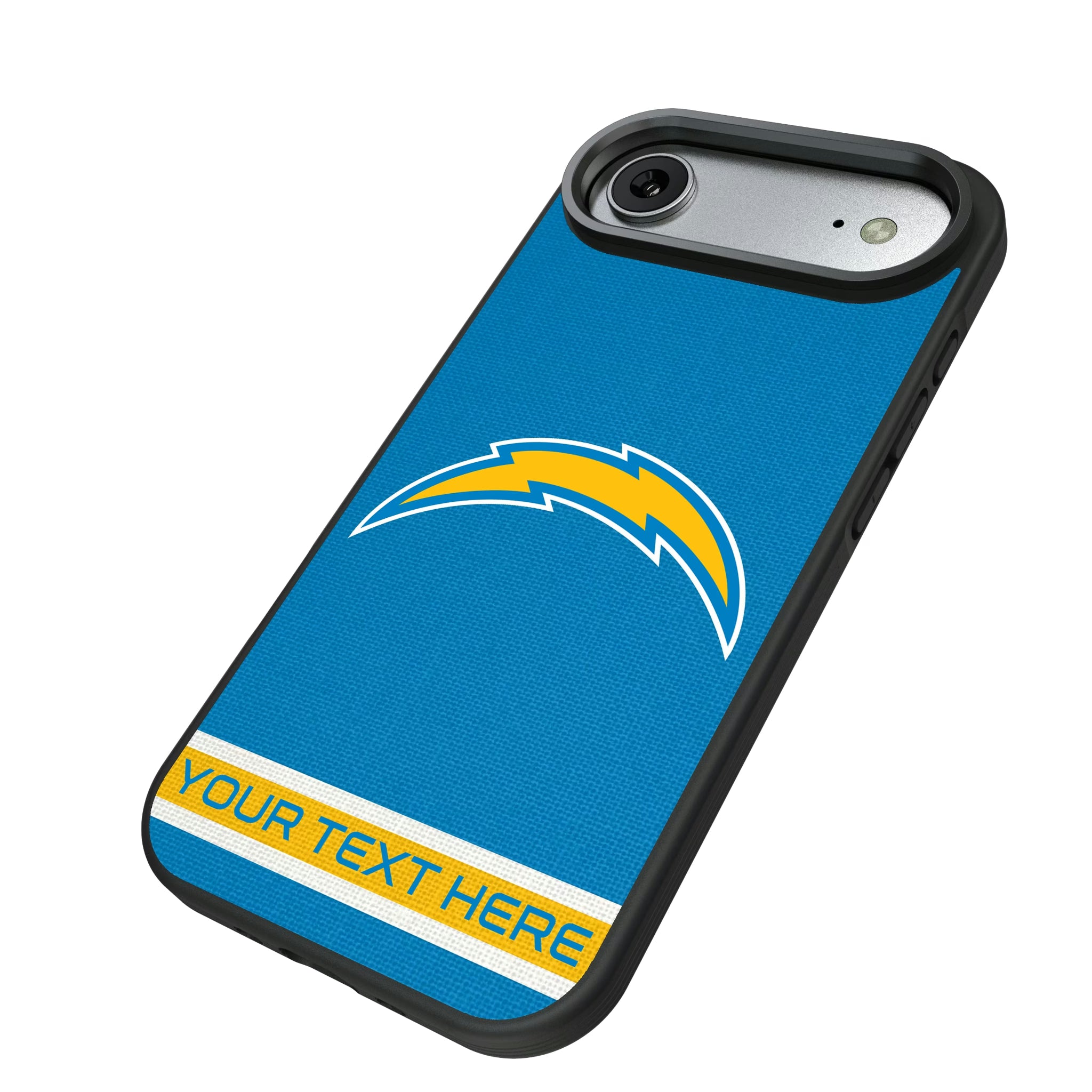 Los Angeles Chargers Personalized Stripe iPhone Bump Phone Case for Apple iPhone - Isometric View#Device_iPhone Air