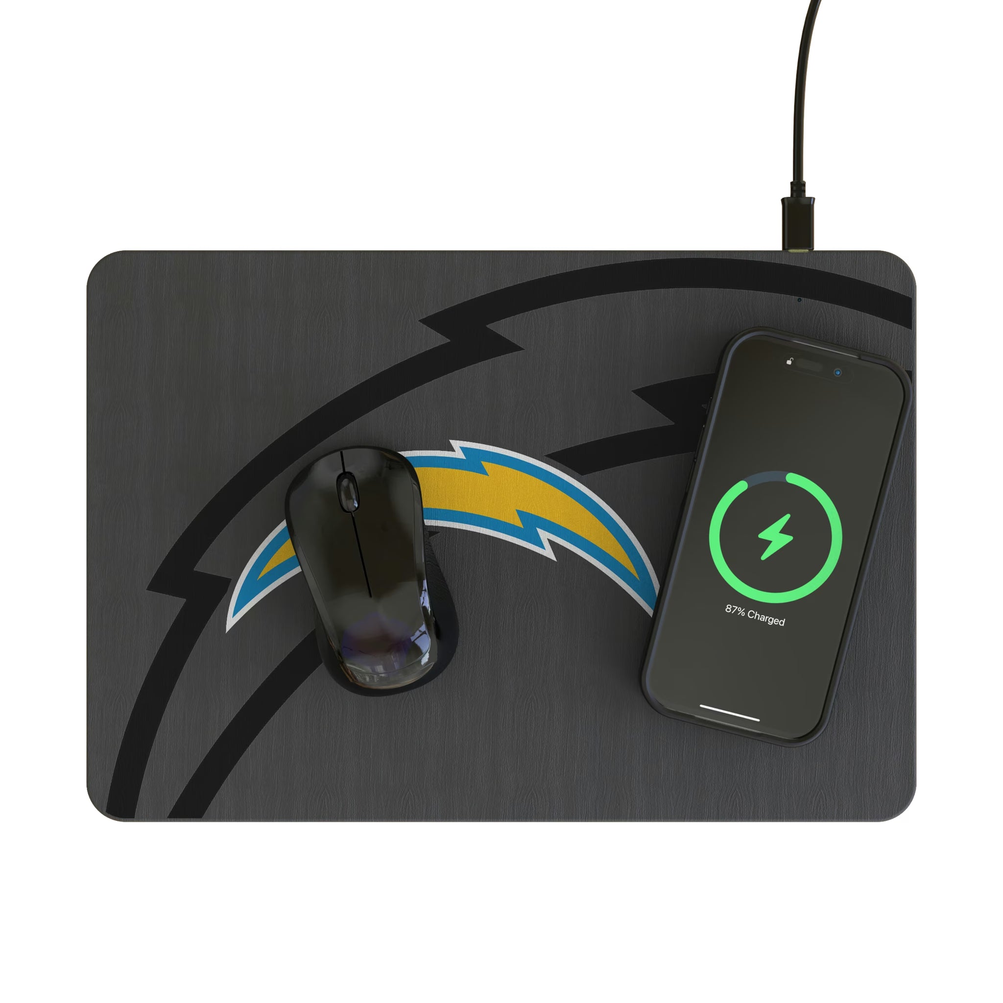 Los Angeles Chargers Personalized Tilt 15-Watt Wireless Charger and Mouse Pad - Lifestyle