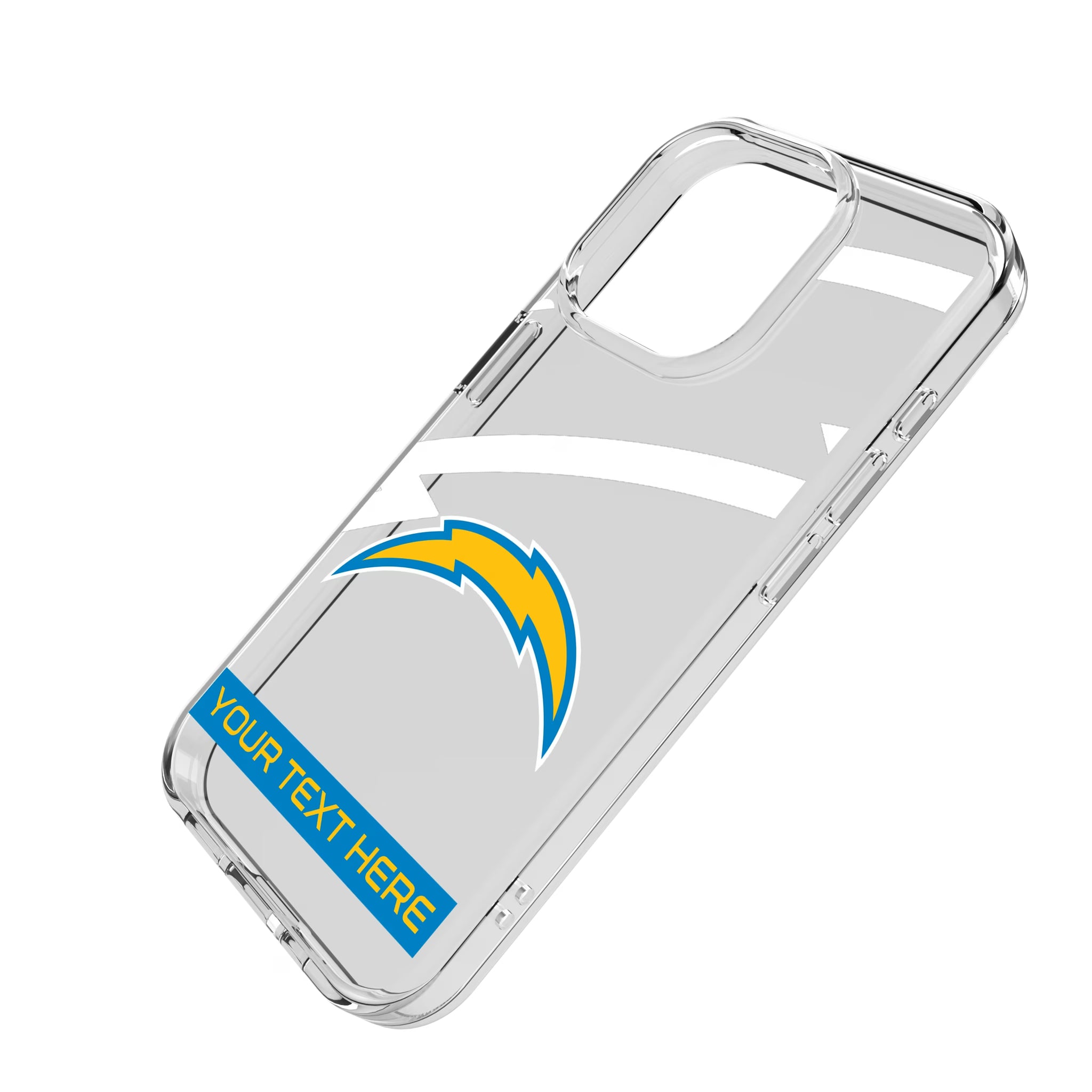 Los Angeles Chargers Personalized Tilt iPhone Clear Phone Case for Apple iPhone - Isometric View