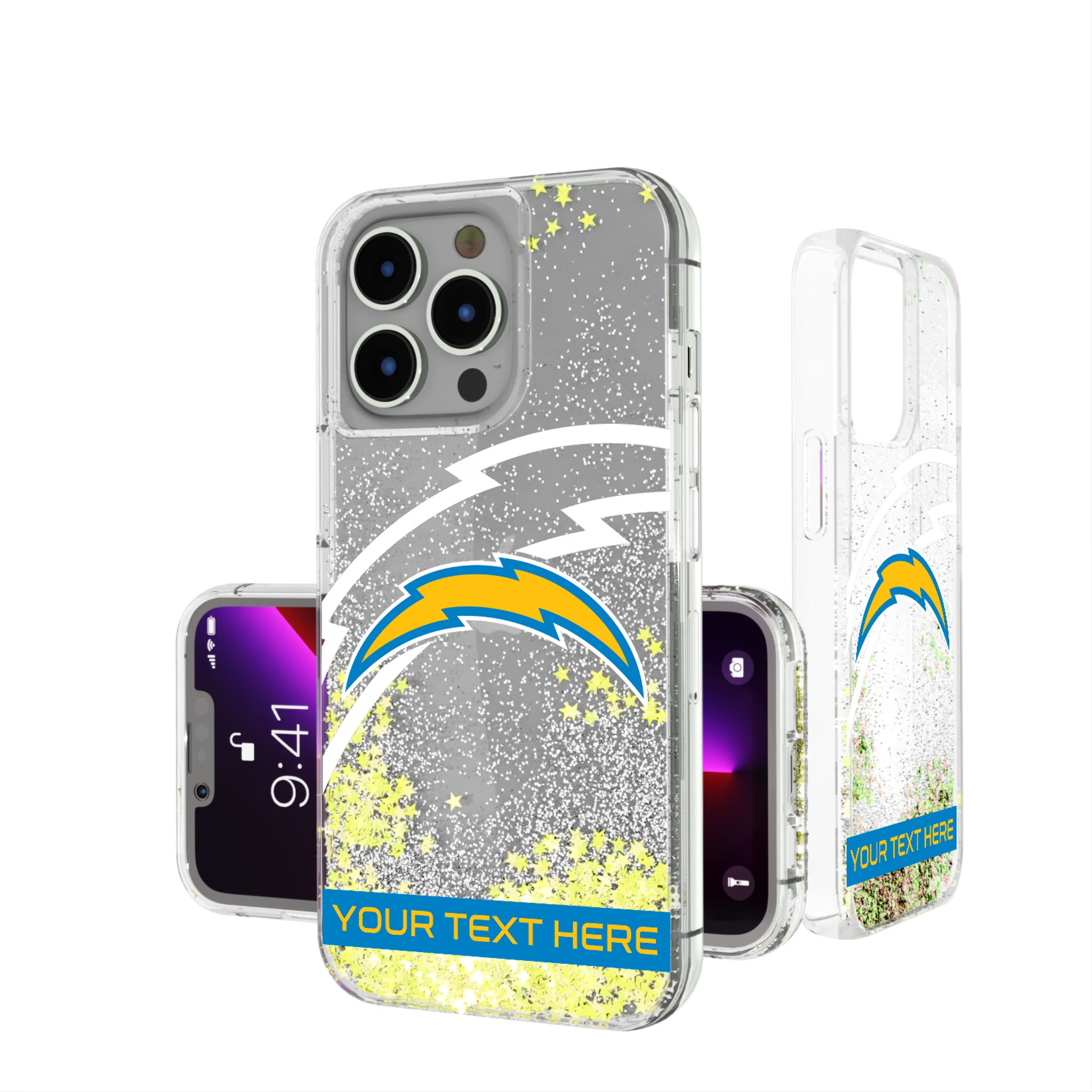 Los Angeles Chargers Personalized Tilt iPhone Glitter Phone Case for Apple iPhone