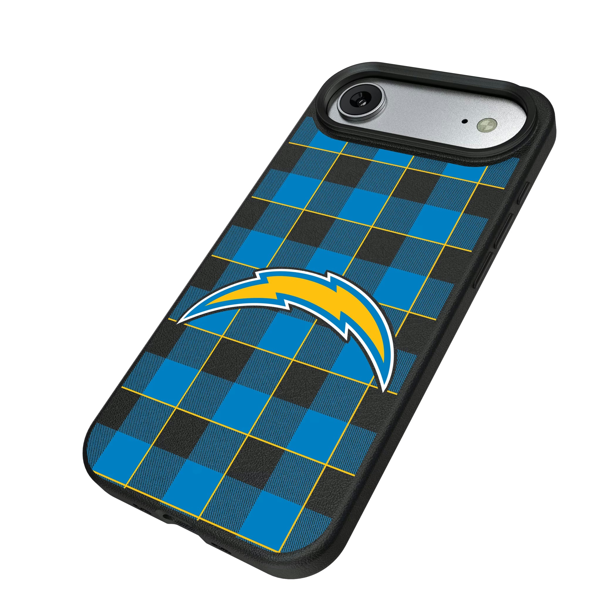 Los Angeles Chargers Plaid iPhone MagSafe Compatible Phone Case for Apple iPhone - Isometric View#Device_iPhone Air