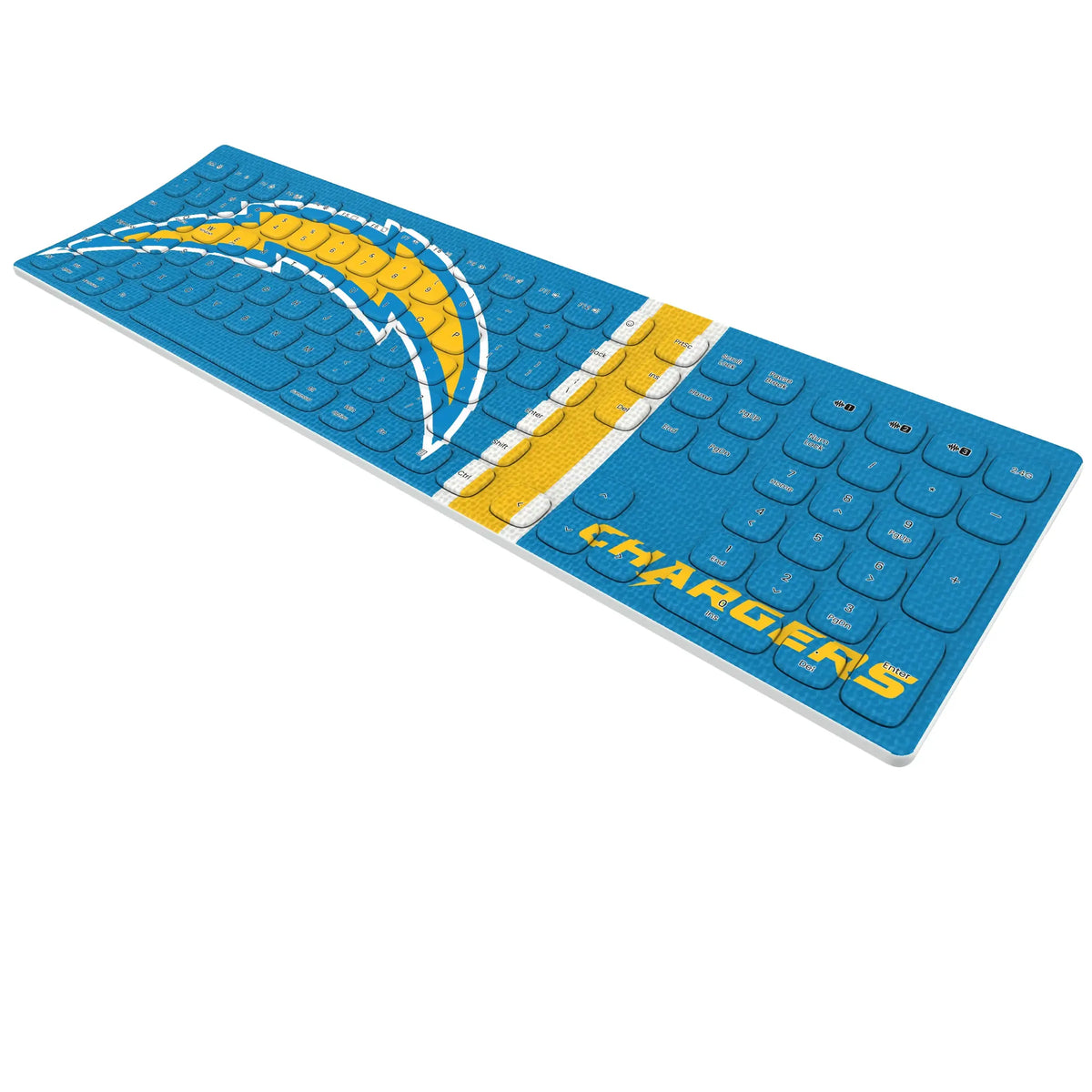 Los Angeles Chargers Stripe KKB605 Curved Wireless Keyboard - Isometric View