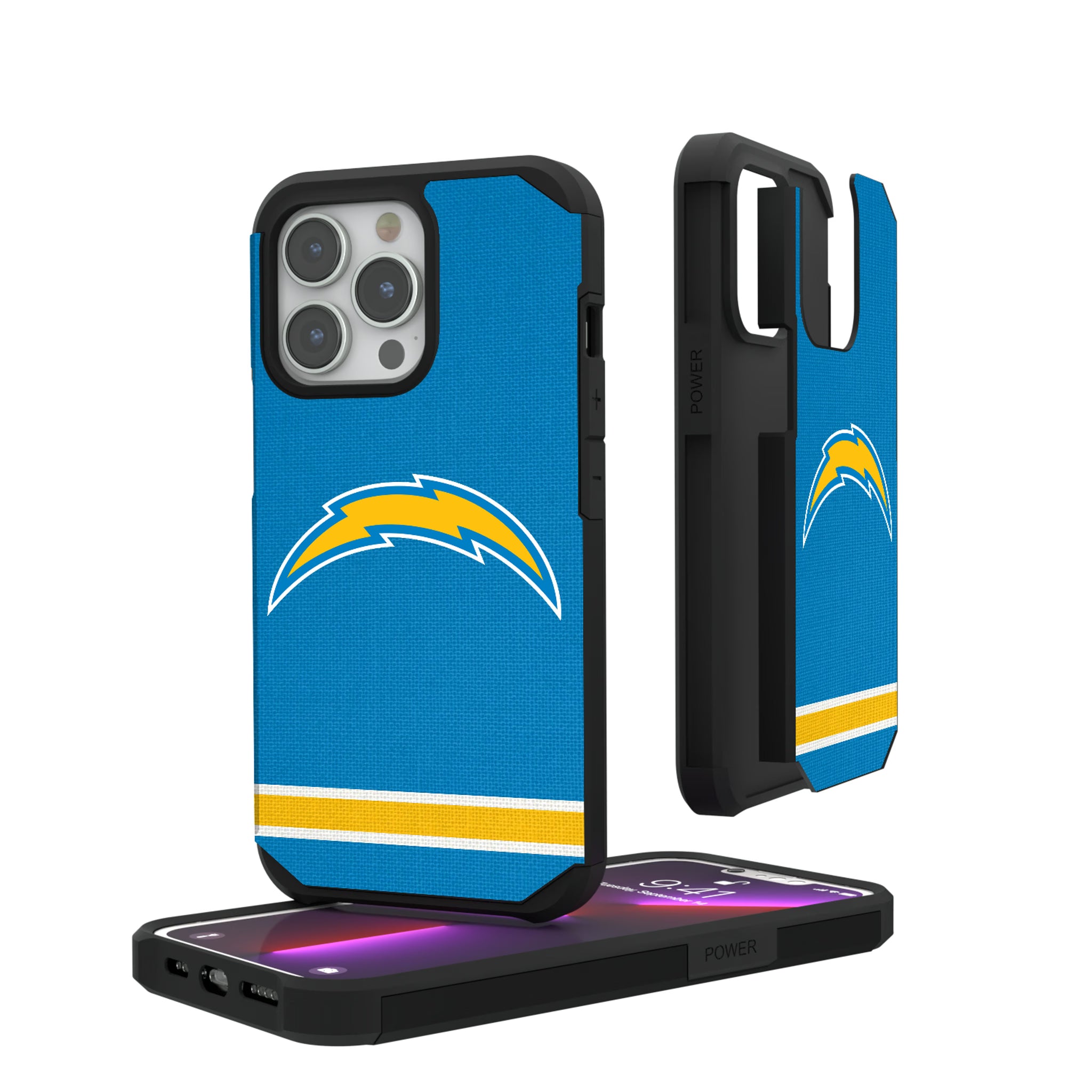 Los Angeles Chargers Stripe iPhone Rugged Phone Case for Apple iPhone