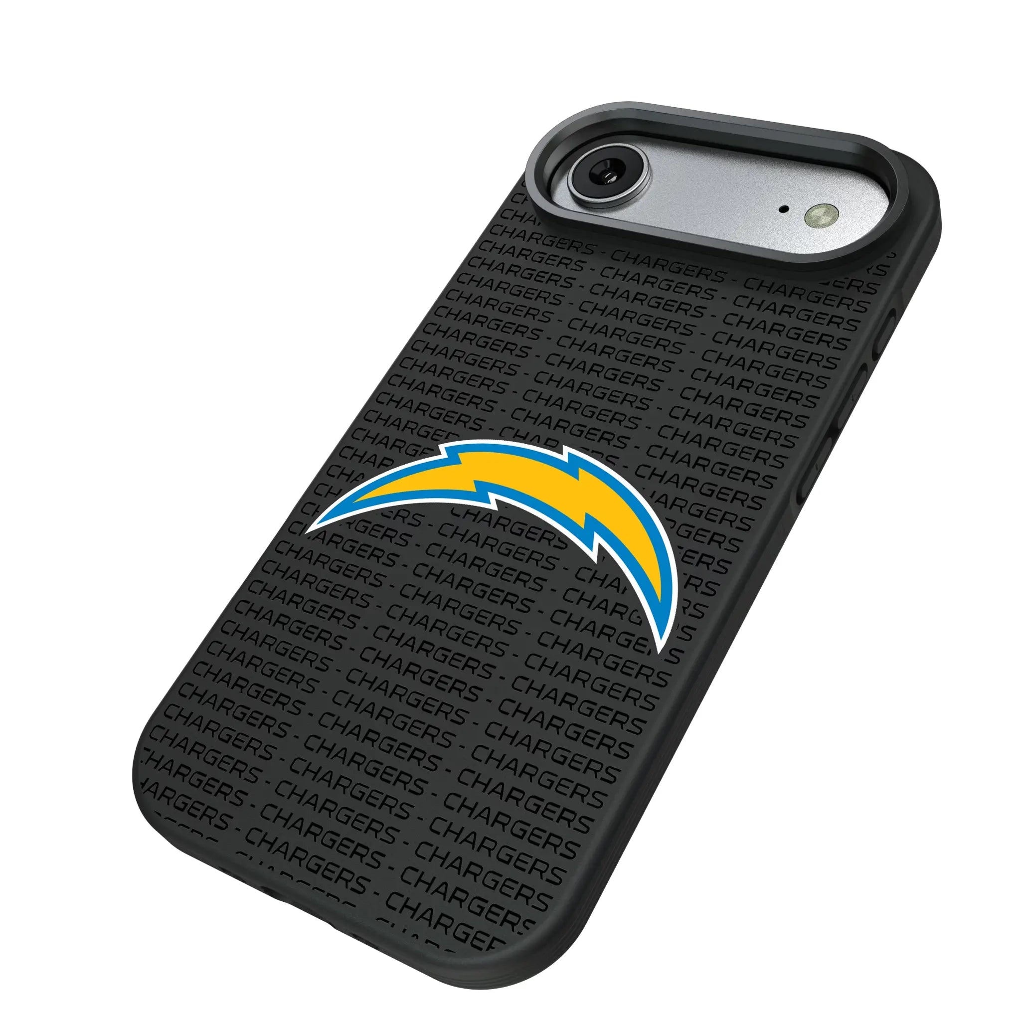 Los Angeles Chargers Text Backdrop iPhone Bump Phone Case for Apple iPhone - Isometric View#Device_iPhone Air