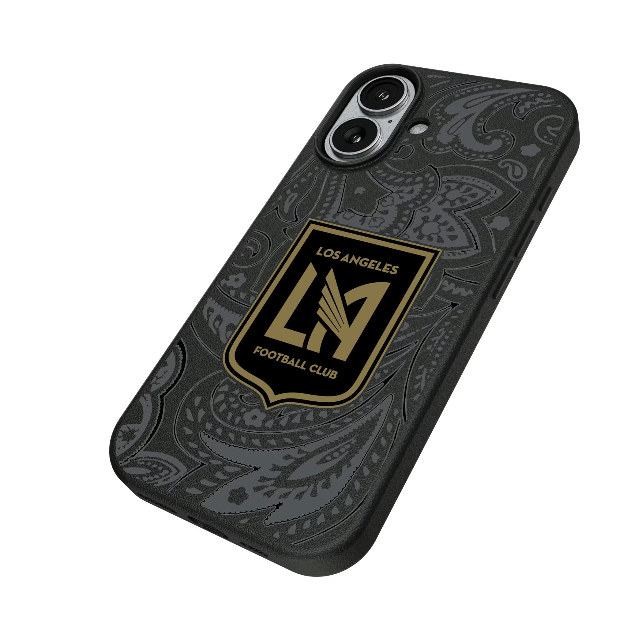 Los Angeles Football Club Paisley iPhone MagSafe Compatible Phone Case for Apple iPhone - Isometric View#Device_iPhone 17