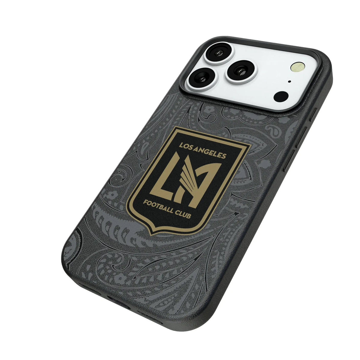 Los Angeles Football Club Paisley iPhone MagSafe Compatible Phone Case for Apple iPhone - Isometric View#Device_iPhone 18 Pro