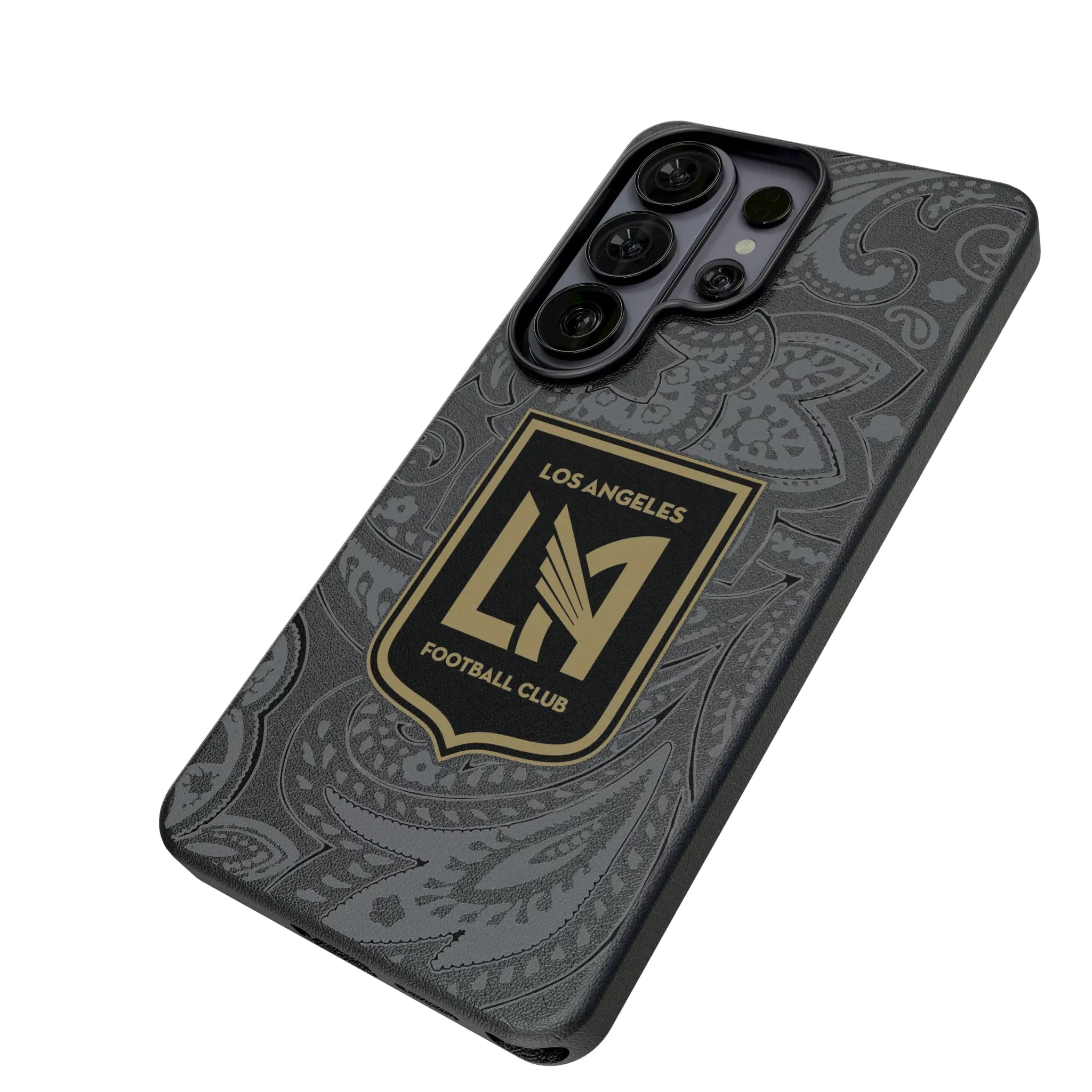 Los Angeles Football Club Paisley Galaxy MagSafe Compatible Phone Case for Samsung Galaxy - Isometric View#Device_Galaxy S26 Ultra