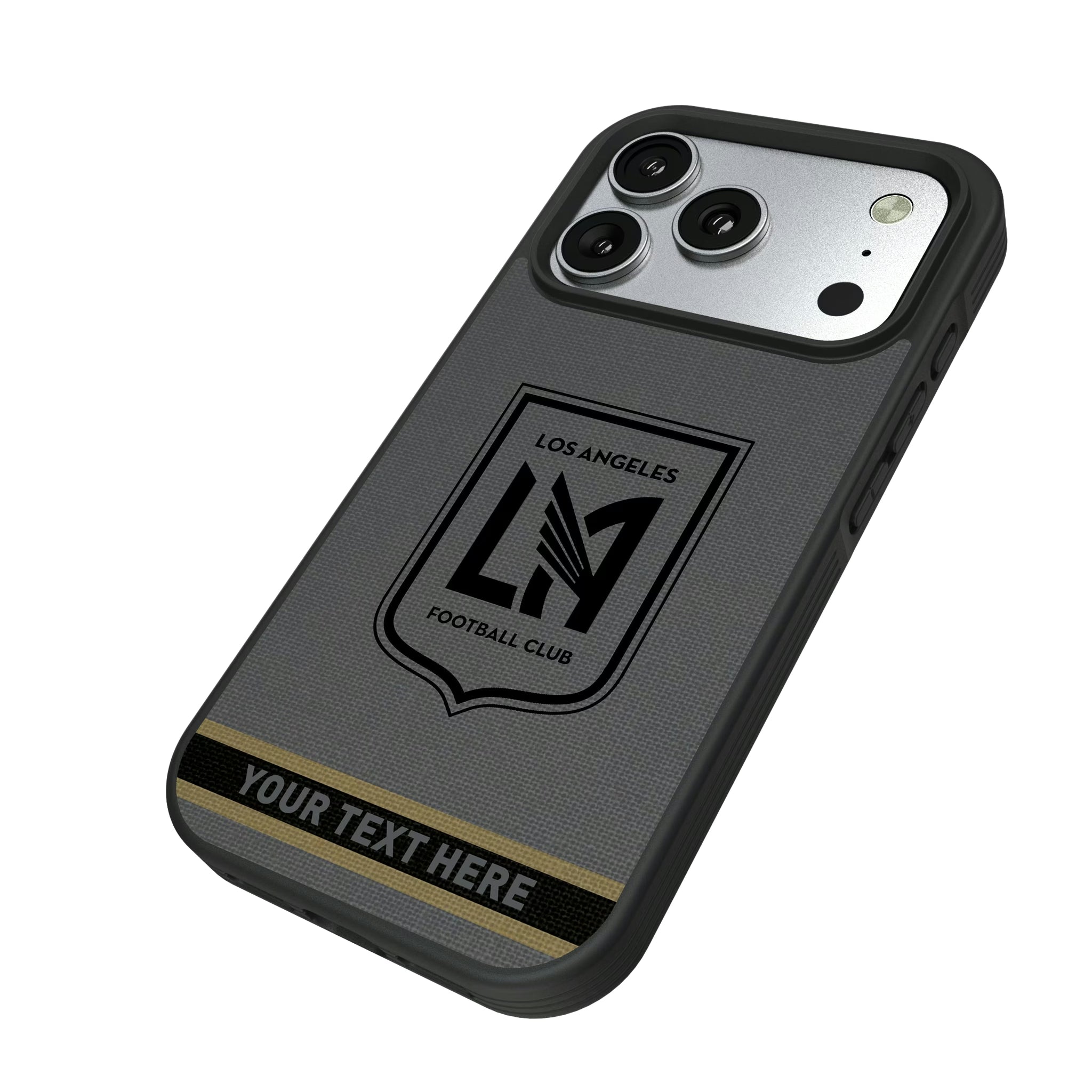Los Angeles Football Club Personalized Stripe iPhone Bump Phone Case for Apple iPhone - Isometric View#Device_iPhone 17 Pro