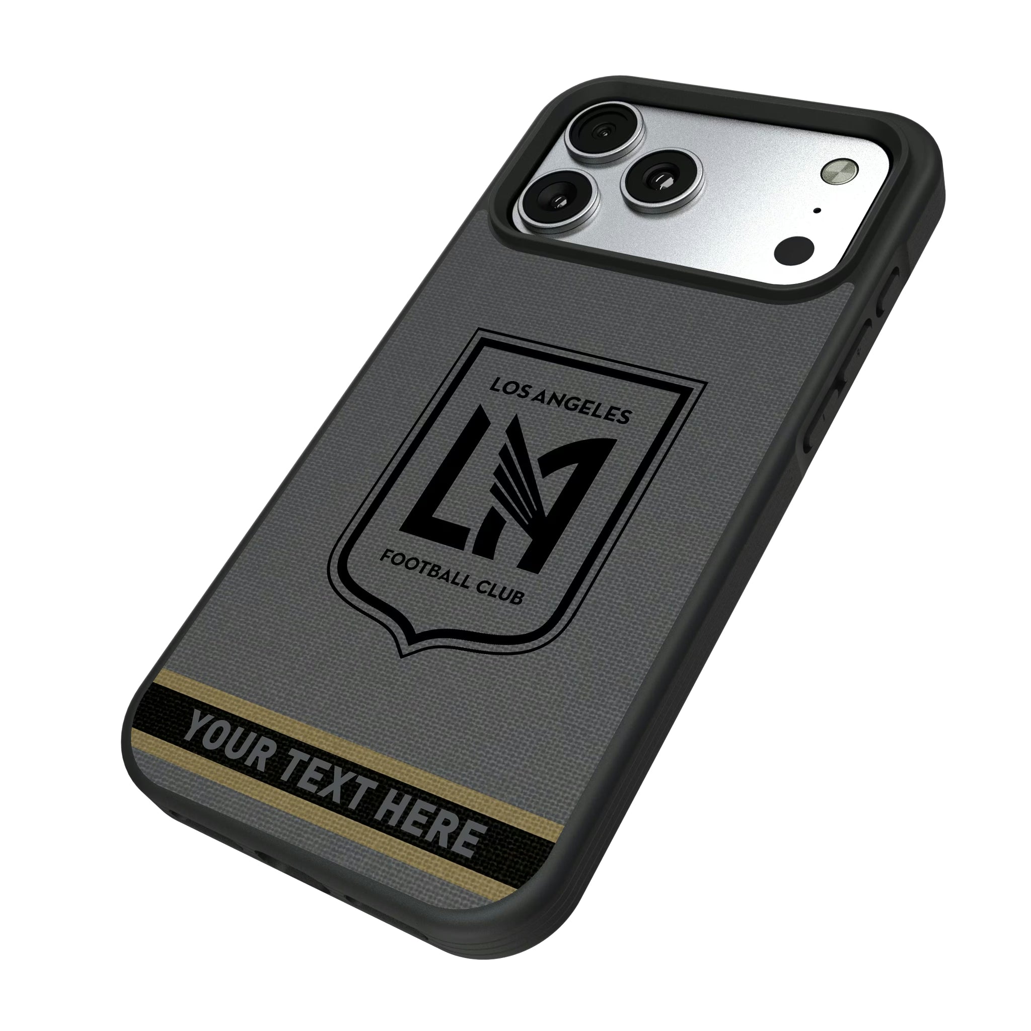 Los Angeles Football Club Personalized Stripe iPhone Bump Phone Case for Apple iPhone - Isometric View#Device_iPhone 17 Pro Max