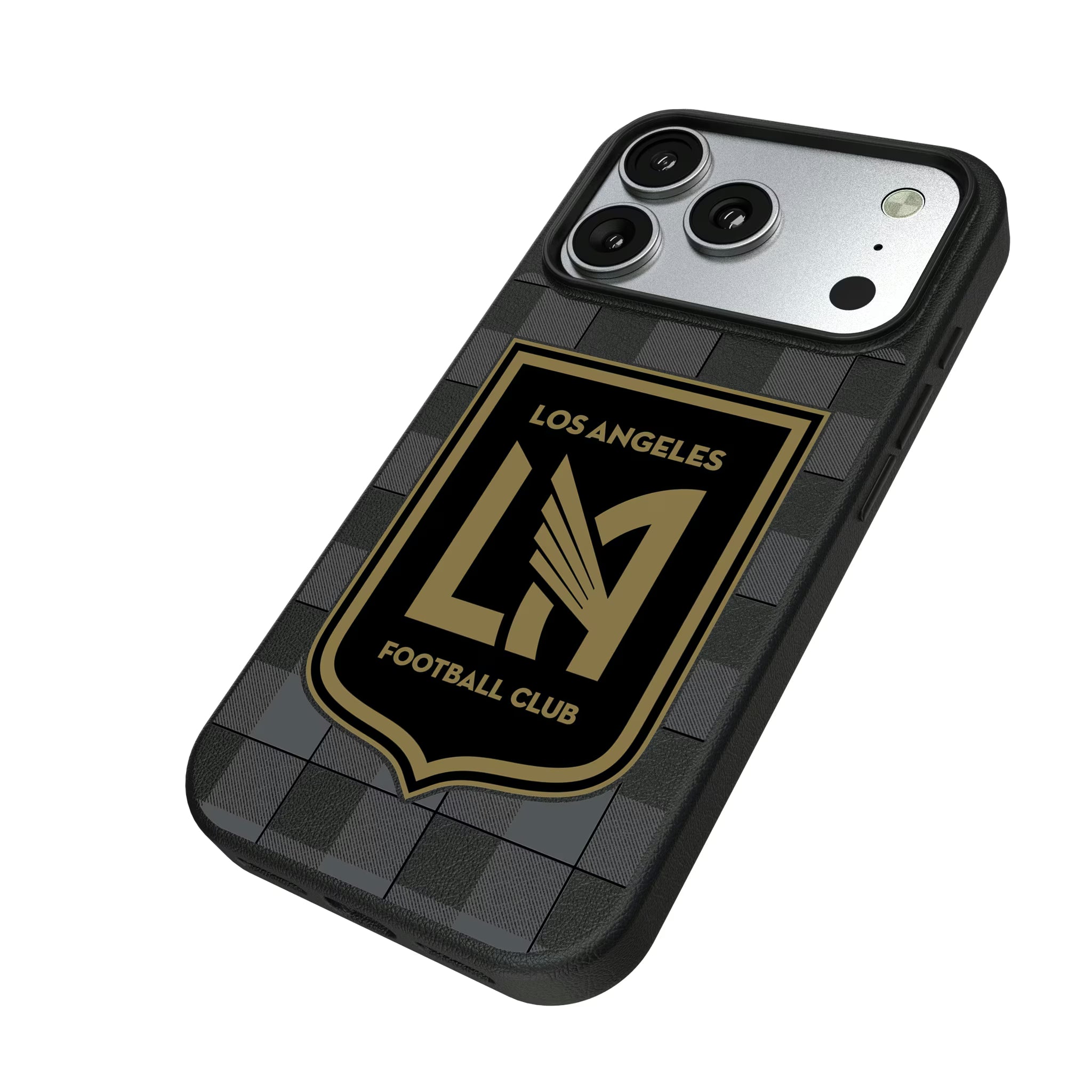 Los Angeles Football Club Plaid iPhone MagSafe Compatible Phone Case for Apple iPhone - Isometric View#Device_iPhone 17 Pro