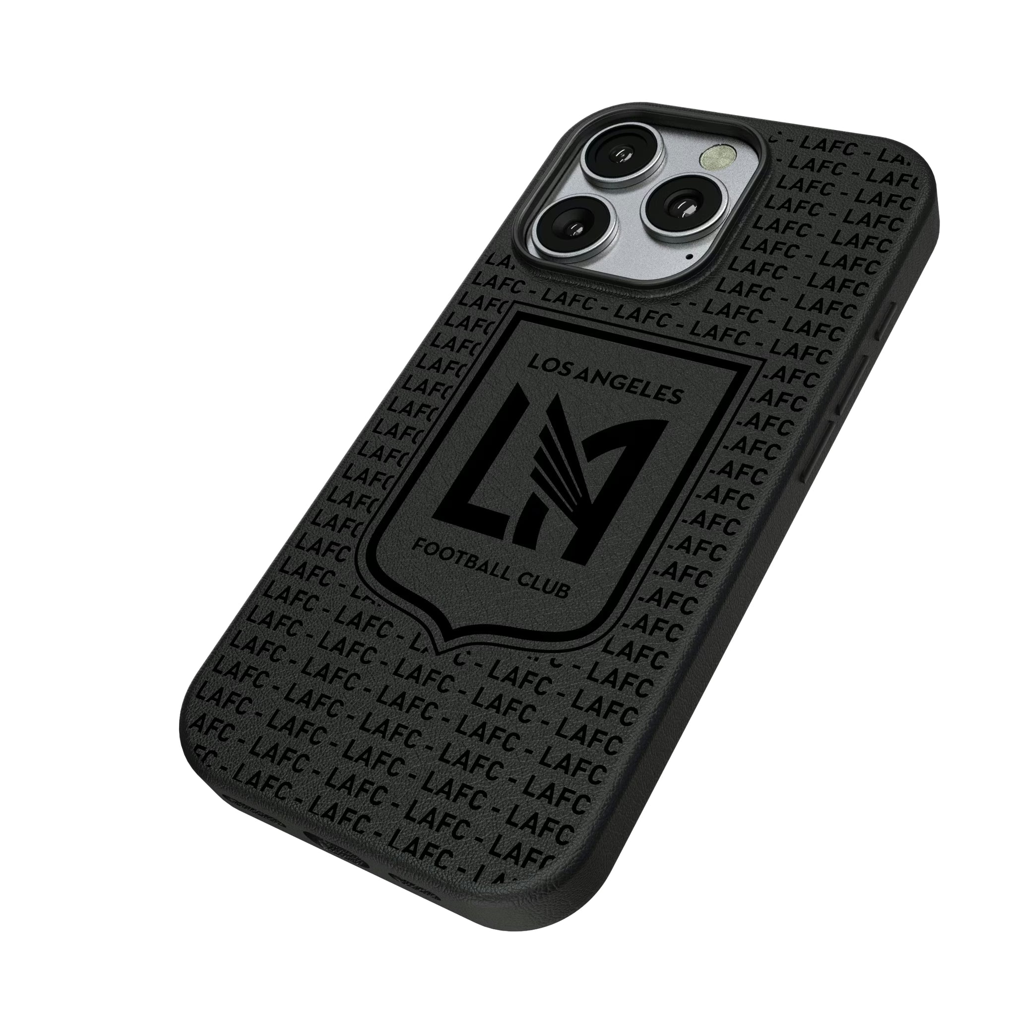 Los Angeles Football Club Text Backdrop iPhone MagSafe Compatible Phone Case for Apple iPhone - Isometric View