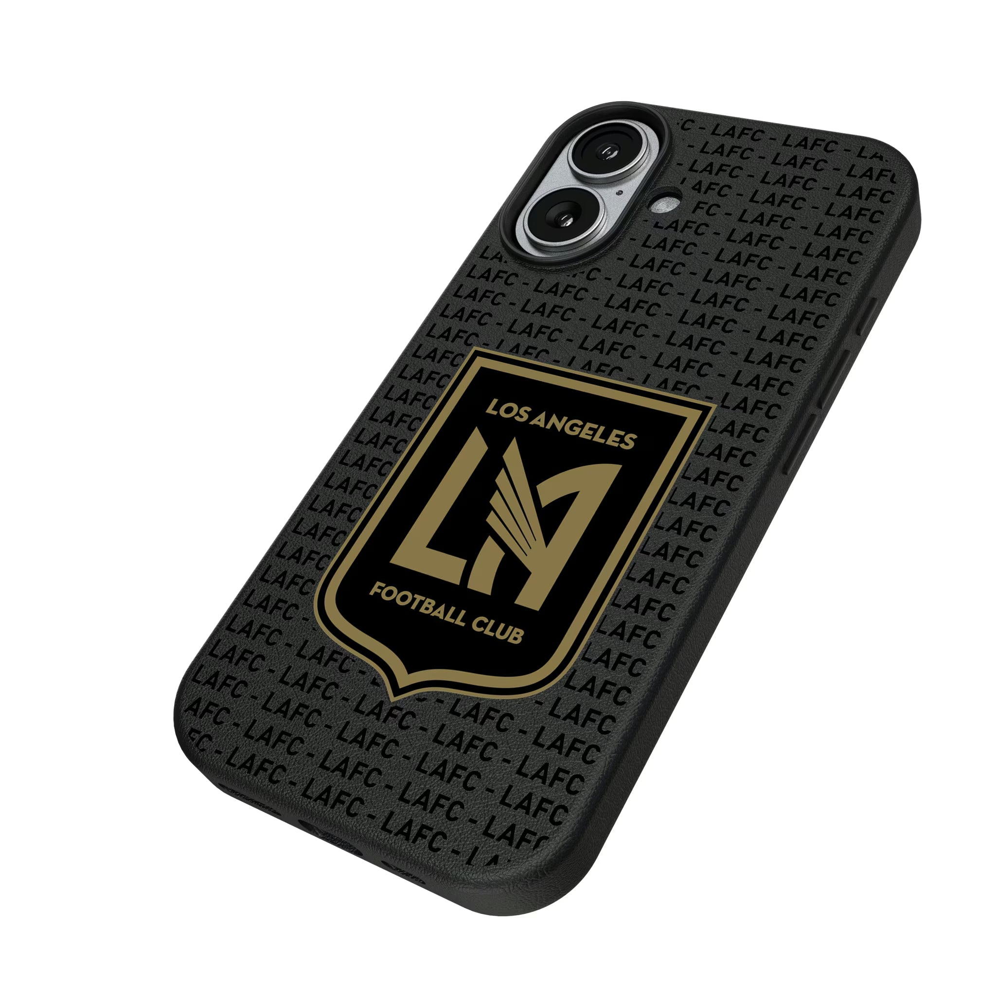 Los Angeles Football Club Text Backdrop iPhone MagSafe Compatible Phone Case for Apple iPhone - Isometric View#Device_iPhone 17
