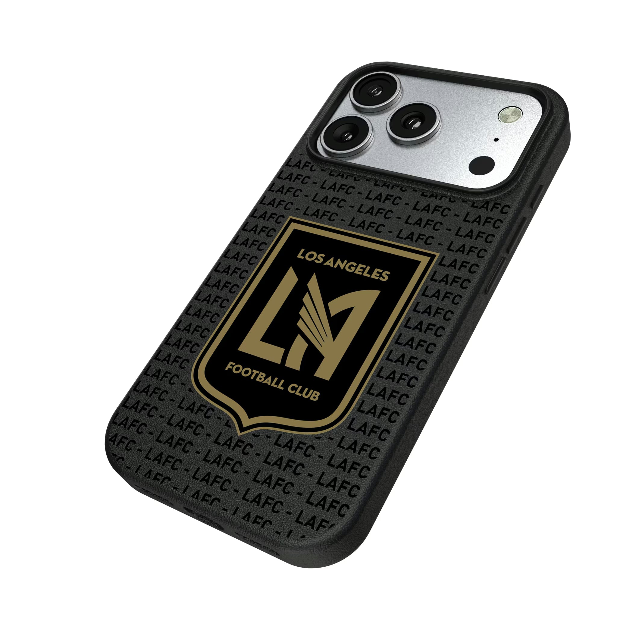 Los Angeles Football Club Text Backdrop iPhone MagSafe Compatible Phone Case for Apple iPhone - Isometric View#Device_iPhone 17 Pro