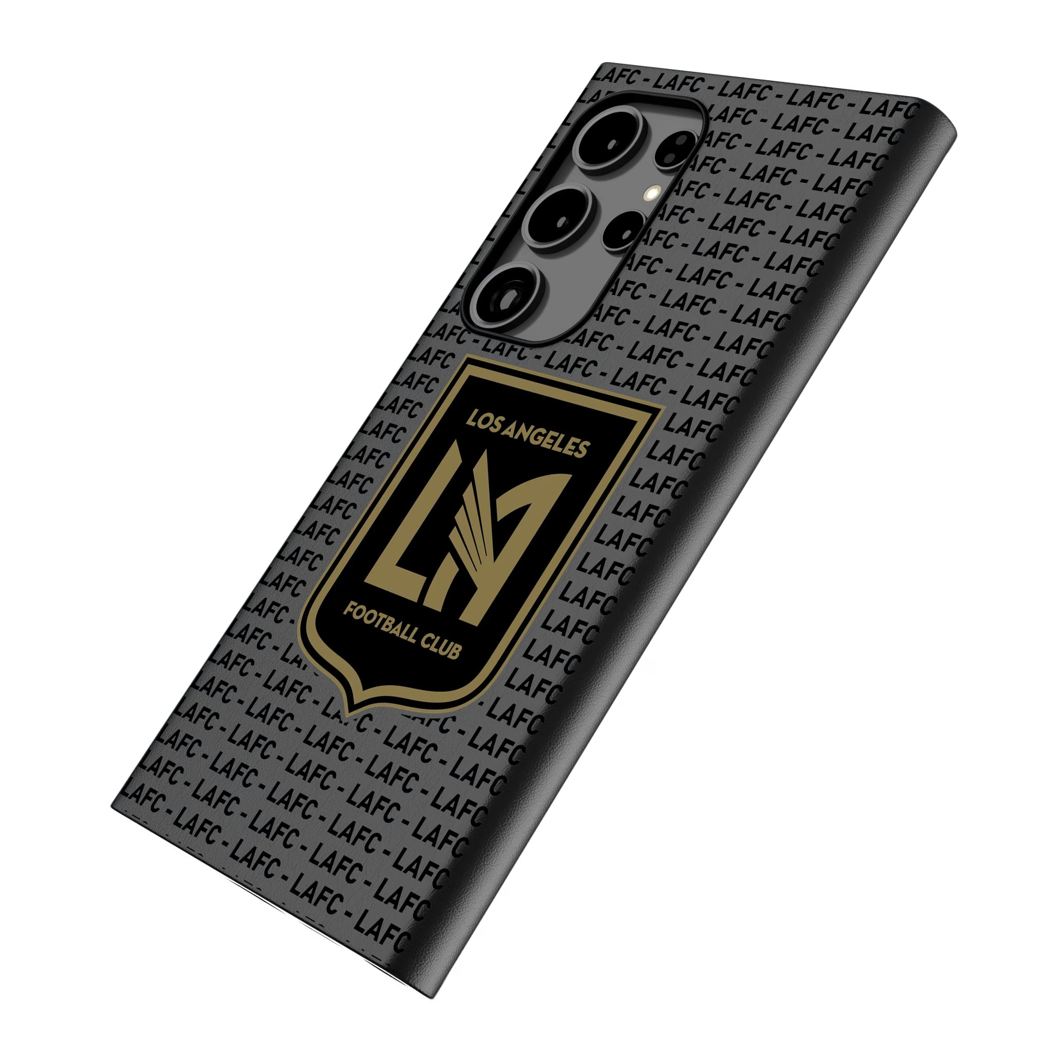 Los Angeles Football Club Text Backdrop Galaxy MagSafe Compatible Phone Case for Samsung Galaxy - Isometric View