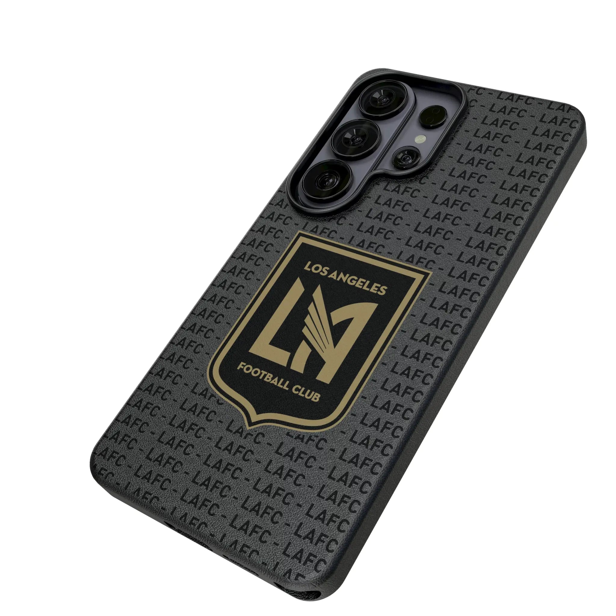Los Angeles Football Club Text Backdrop Galaxy MagSafe Compatible Phone Case for Samsung Galaxy - Isometric View#Device_Galaxy S26 Ultra
