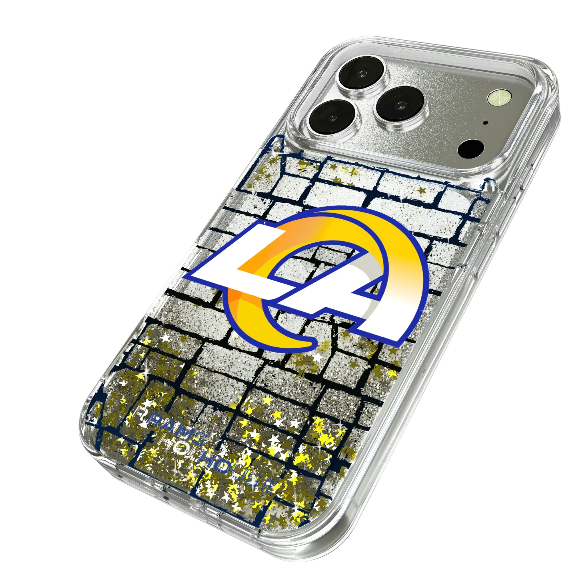 Los Angeles Rams Brick iPhone Glitter Phone Case for Apple iPhone - Isometric View
