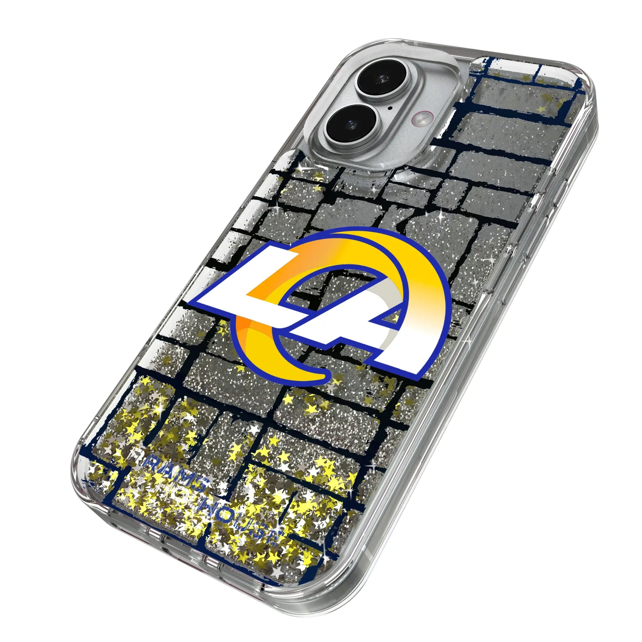 Los Angeles Rams Brick iPhone Glitter Phone Case for Apple iPhone - Isometric View