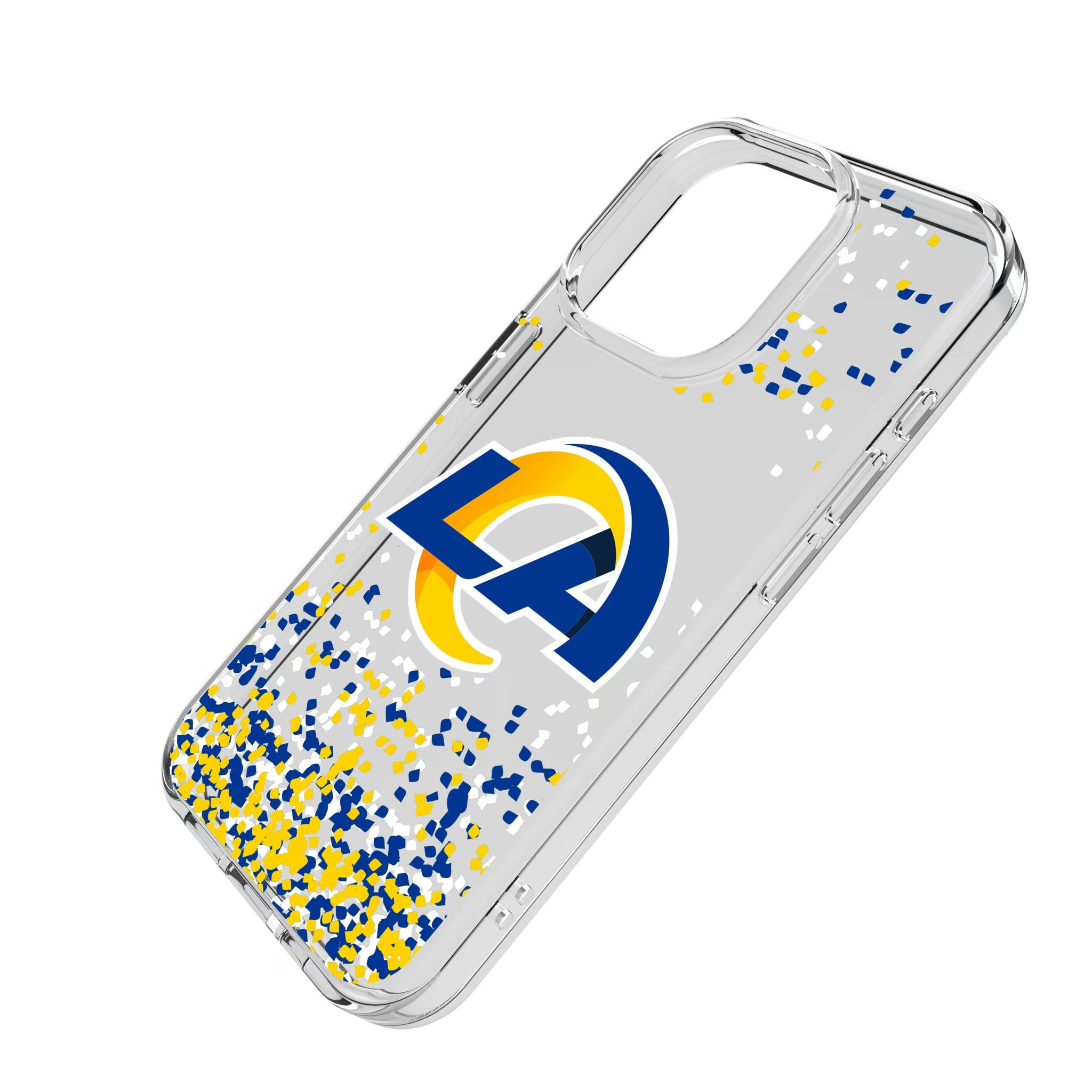 Los Angeles Rams Confetti iPhone Clear Phone Case for Apple iPhone - Isometric View