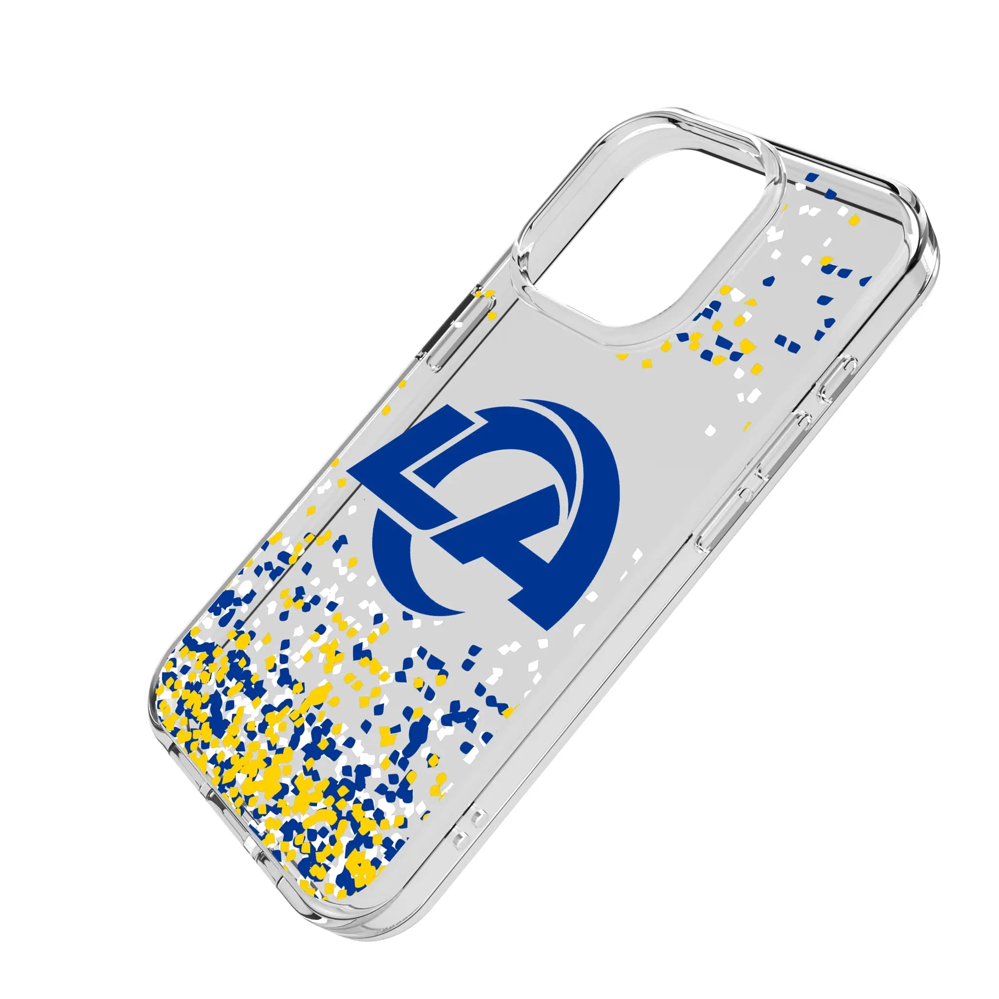 Los Angeles Rams Confetti iPhone Clear Phone Case for Apple iPhone - Isometric View