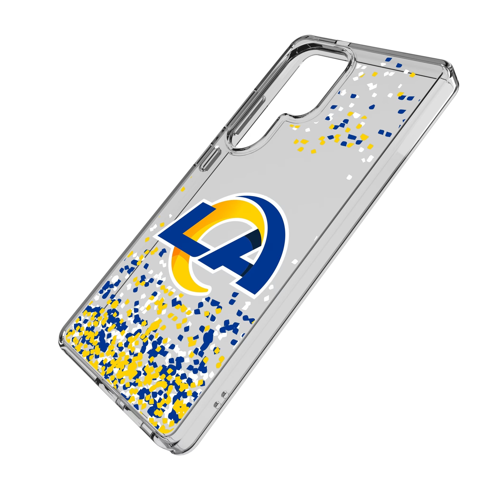 Los Angeles Rams Confetti Galaxy Clear Phone Case for Samsung Galaxy - Isometric View