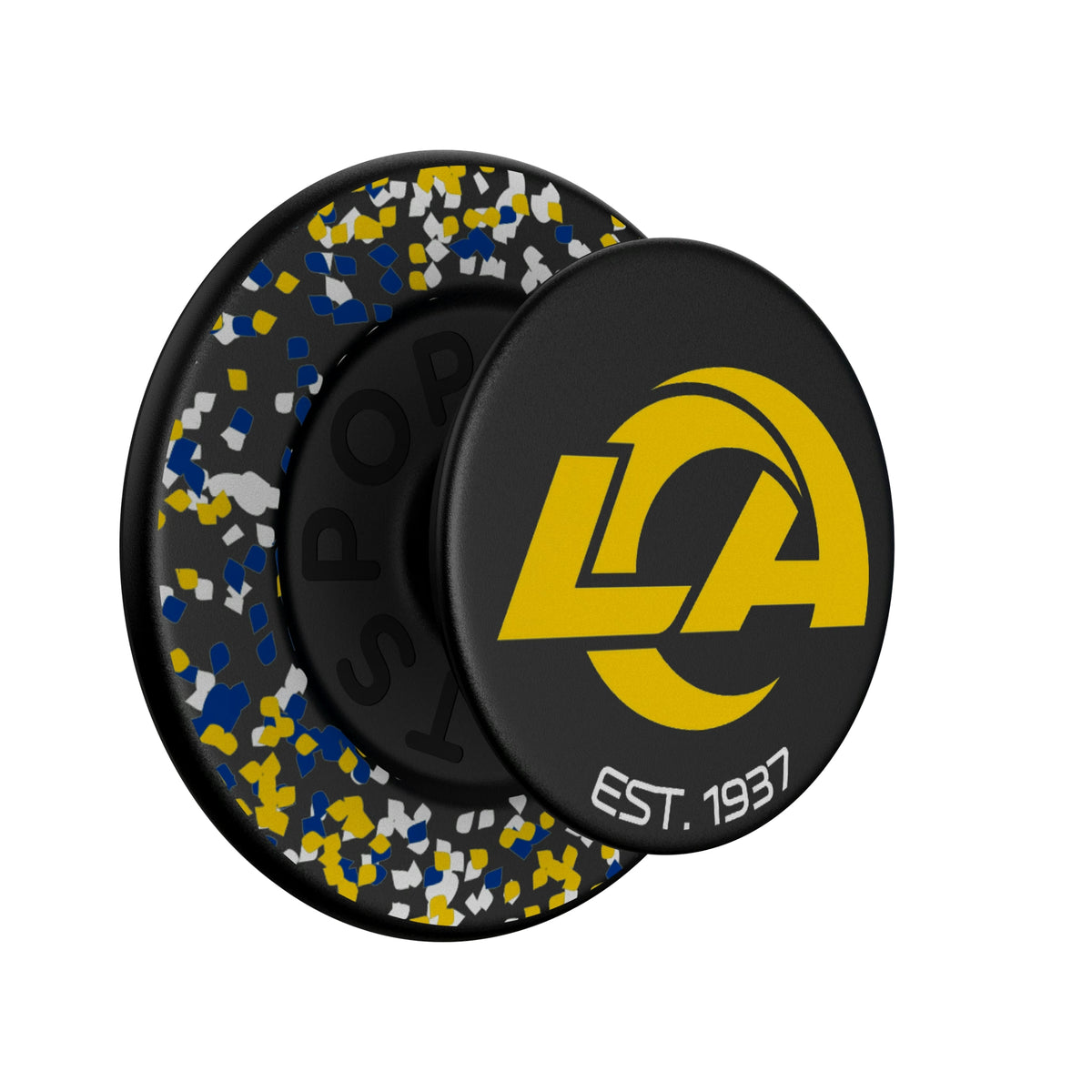 Los Angeles Rams Confetti Popsockets Round Magnetic - Isometric View