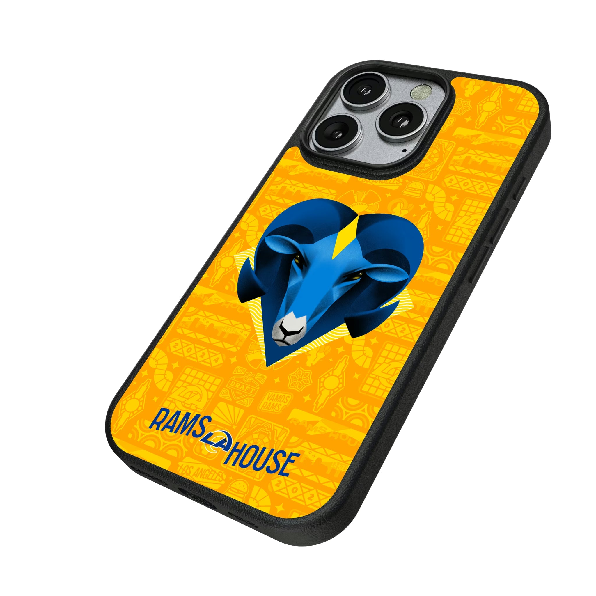 Los Angeles Rams Deco iPhone MagSafe Compatible Phone Case for Apple iPhone - Isometric View