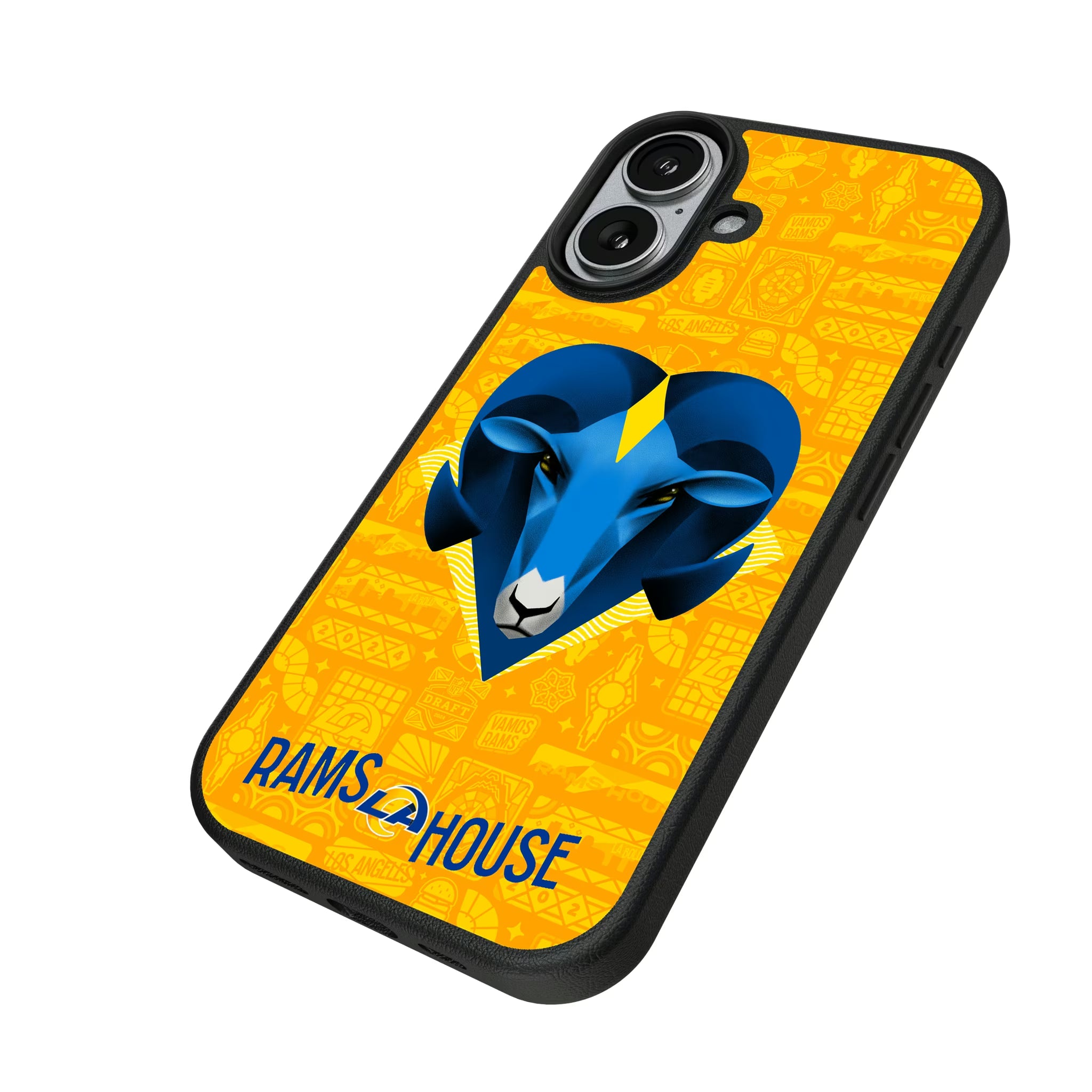 Los Angeles Rams Deco iPhone MagSafe Compatible Phone Case for Apple iPhone - Isometric View#Device_iPhone 17