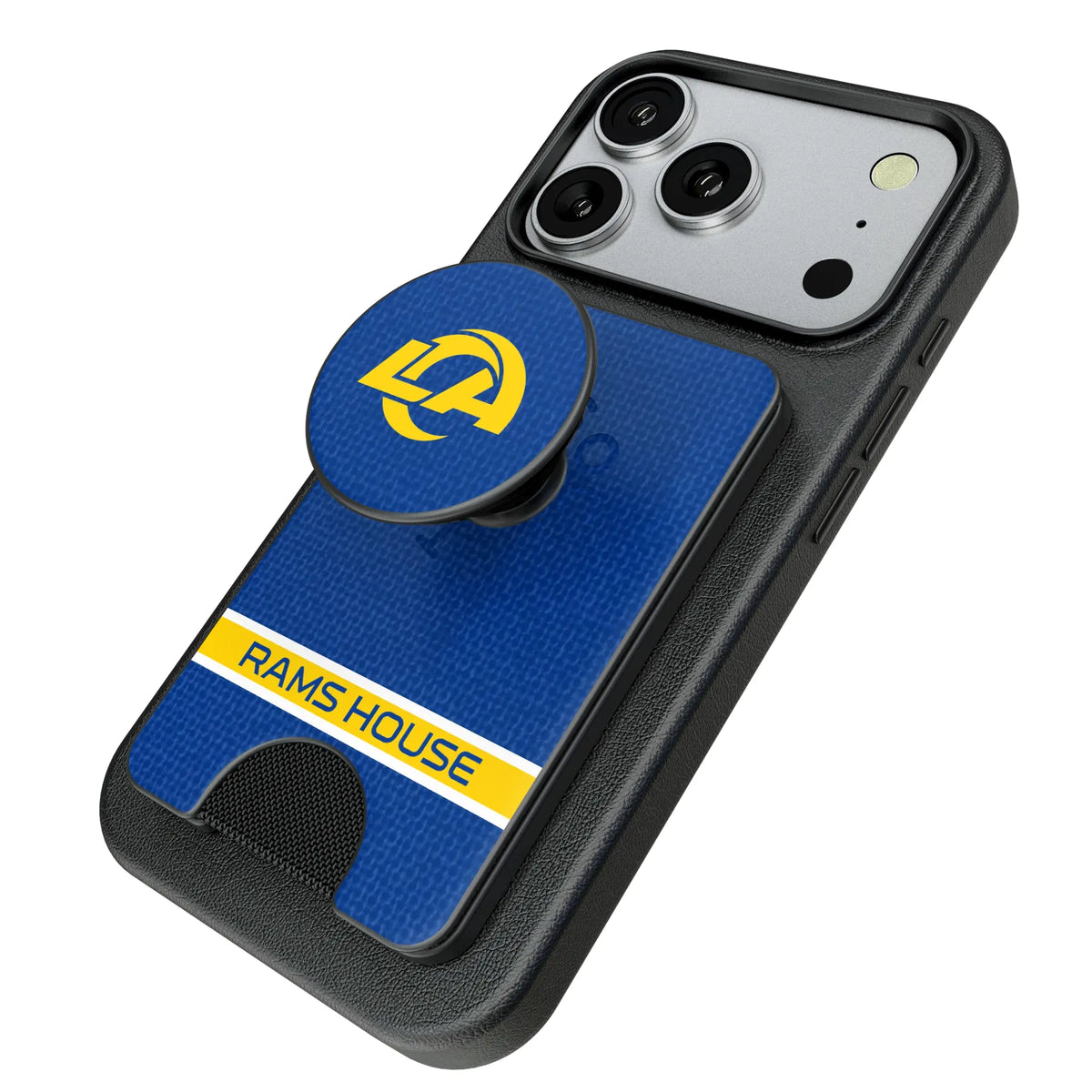 Los Angeles Rams Endzone Solid Popsockets Wallet Magnetic - Isometric View