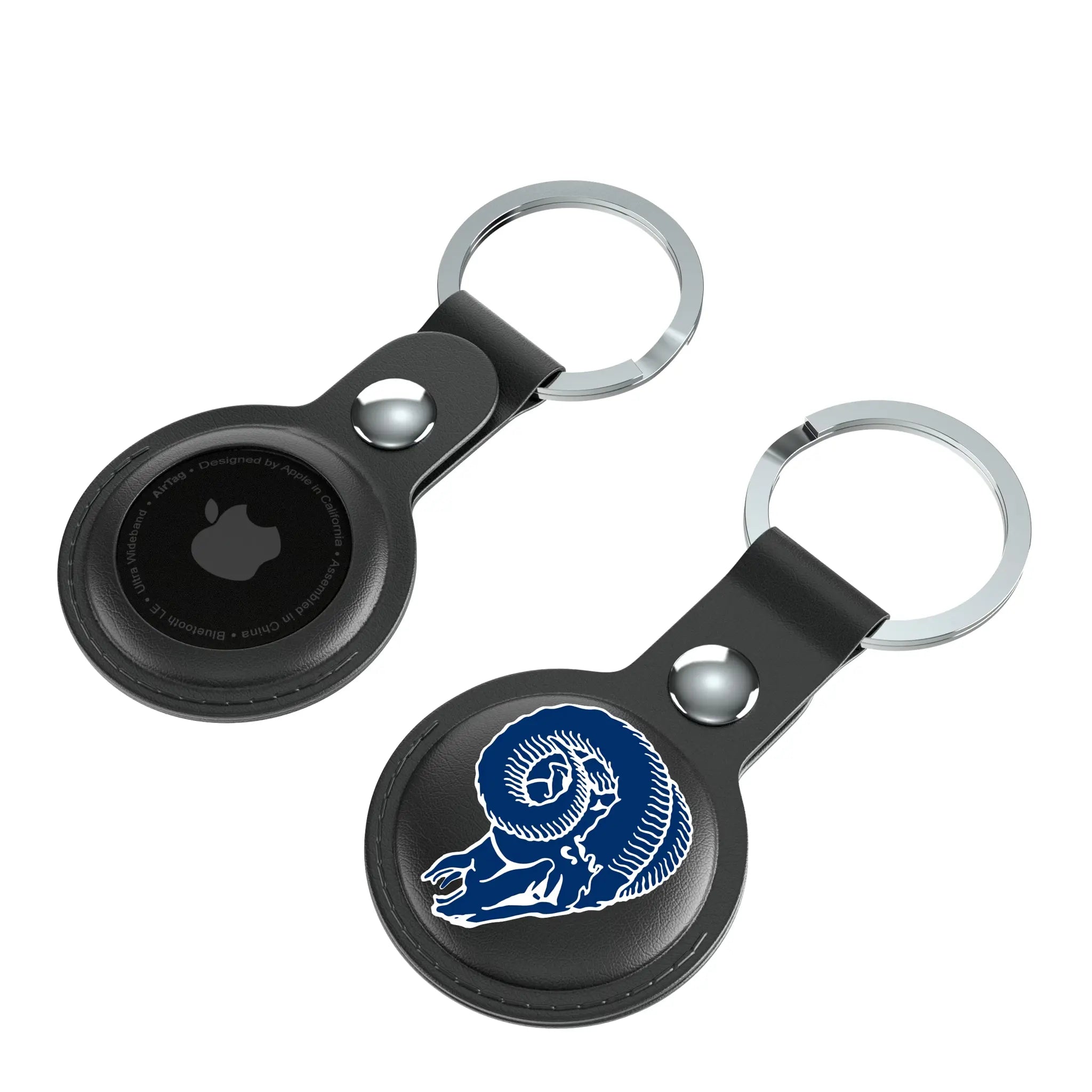 Los Angeles Rams Historic Collection Insignia AirTag Black Airtag Holder 2-Pack - Isometric View
