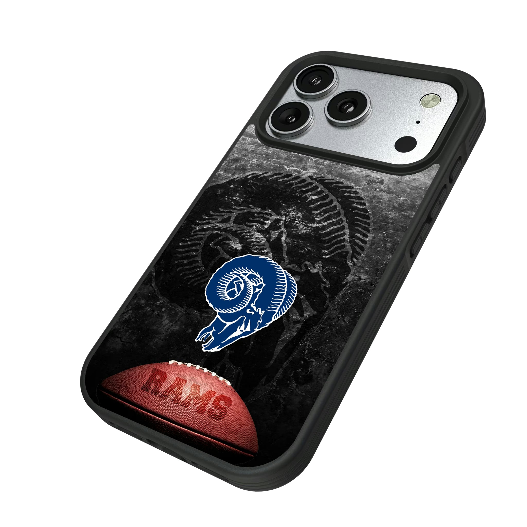 Los Angeles Rams Historic Collection Legendary iPhone Bump Phone Case for Apple iPhone - Isometric View#Device_iPhone 17 Pro