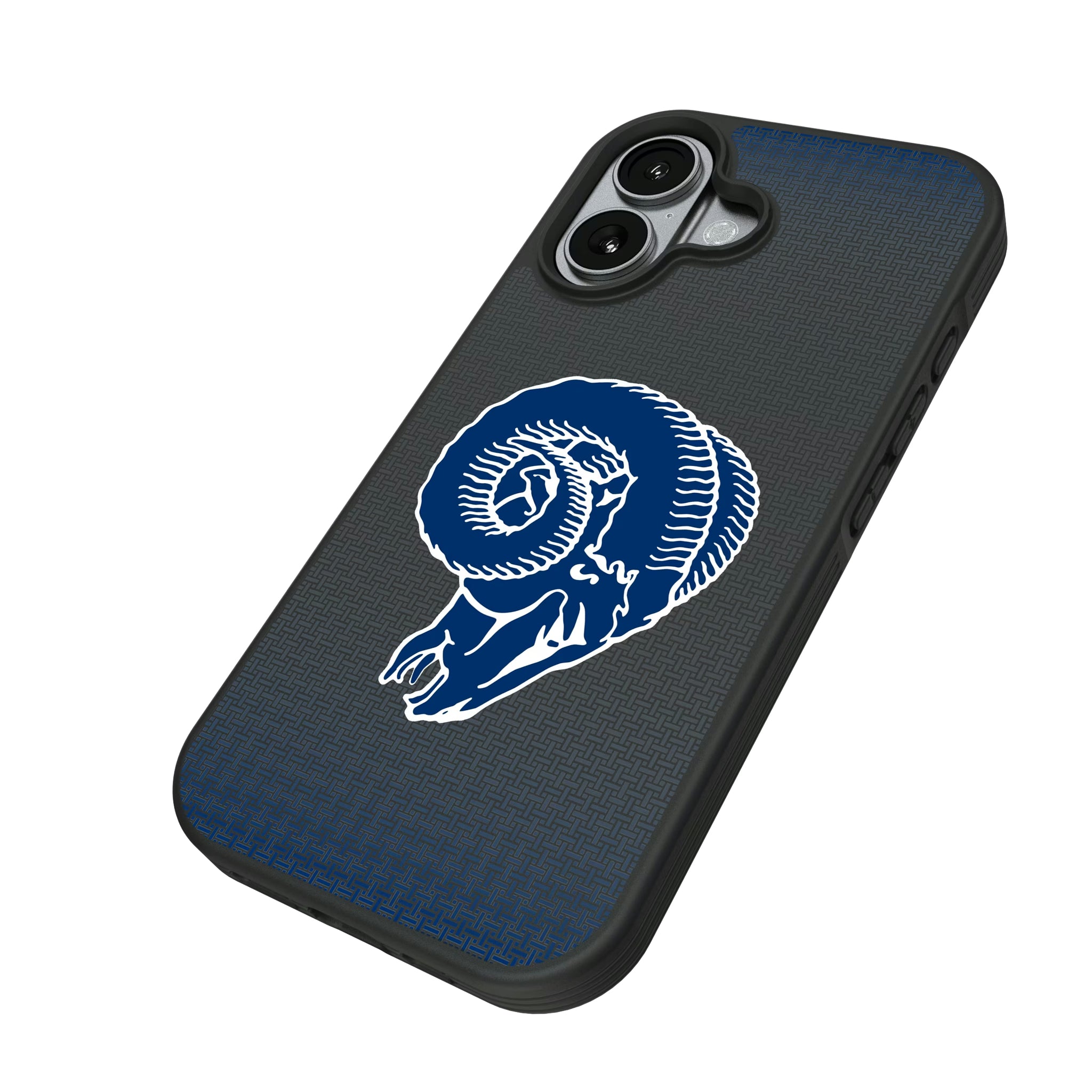 Los Angeles Rams Historic Collection Linen iPhone Bump Phone Case for Apple iPhone - Isometric View#Device_iPhone 17