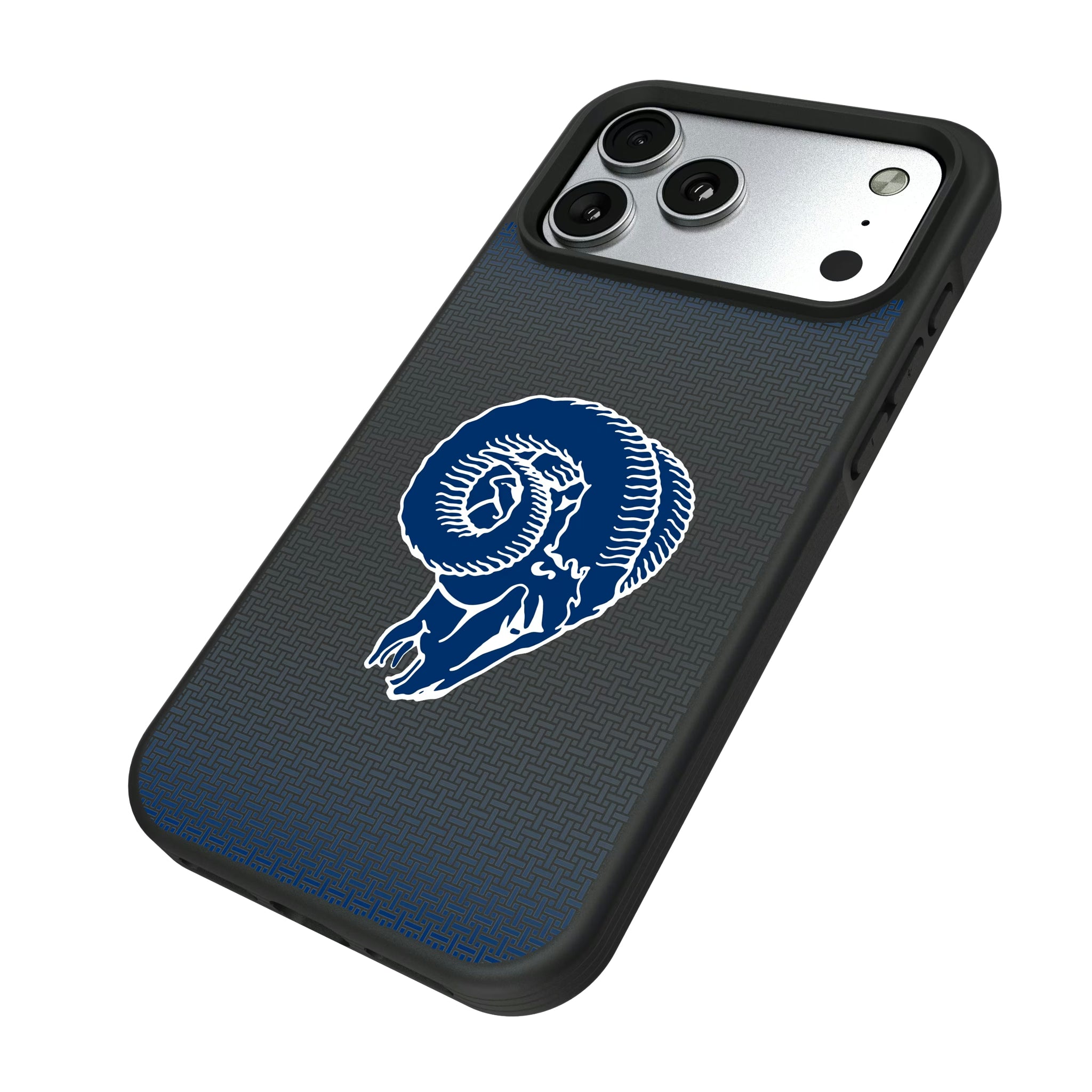 Los Angeles Rams Historic Collection Linen iPhone Bump Phone Case for Apple iPhone - Isometric View#Device_iPhone 17 Pro Max