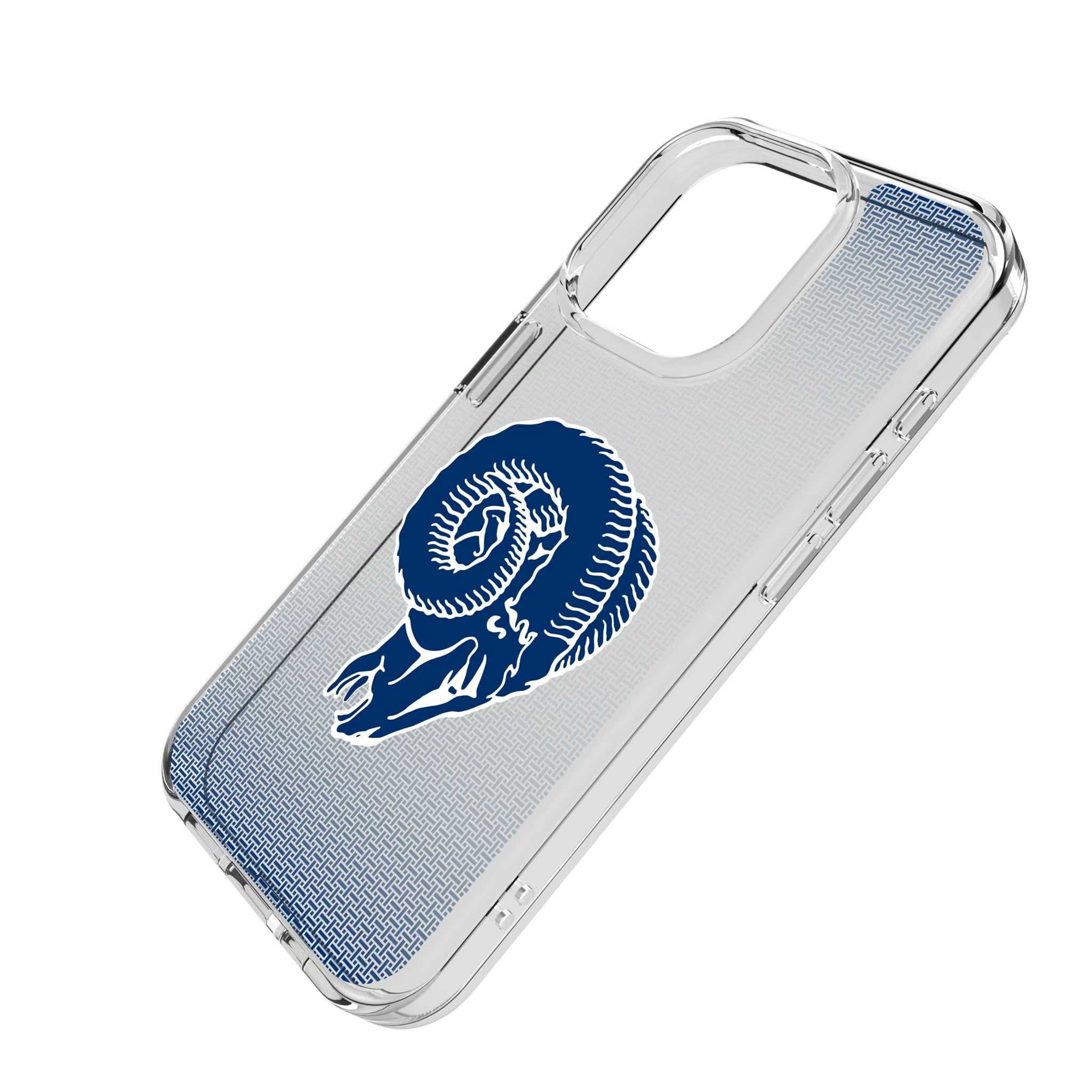 Los Angeles Rams Historic Collection Linen iPhone Clear Phone Case for Apple iPhone - Isometric View