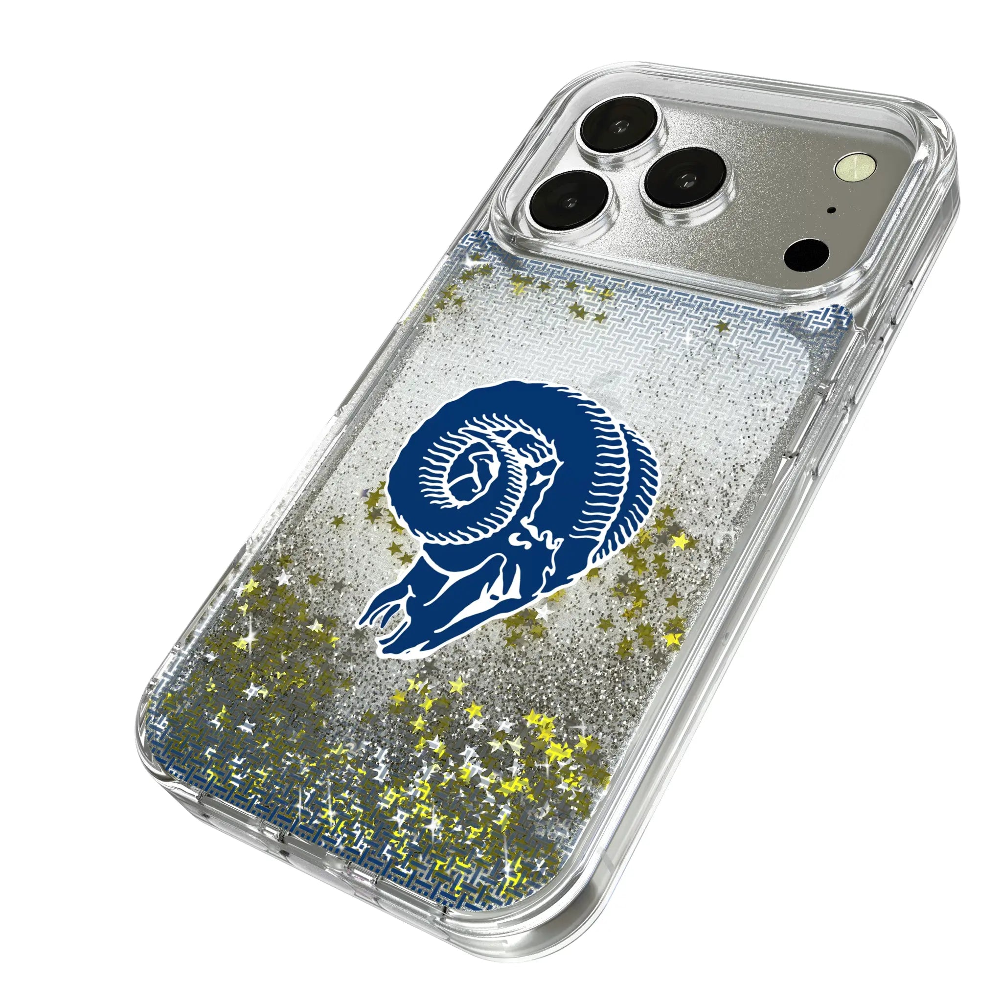 Los Angeles Rams Historic Collection Linen iPhone Glitter Phone Case for Apple iPhone - Isometric View